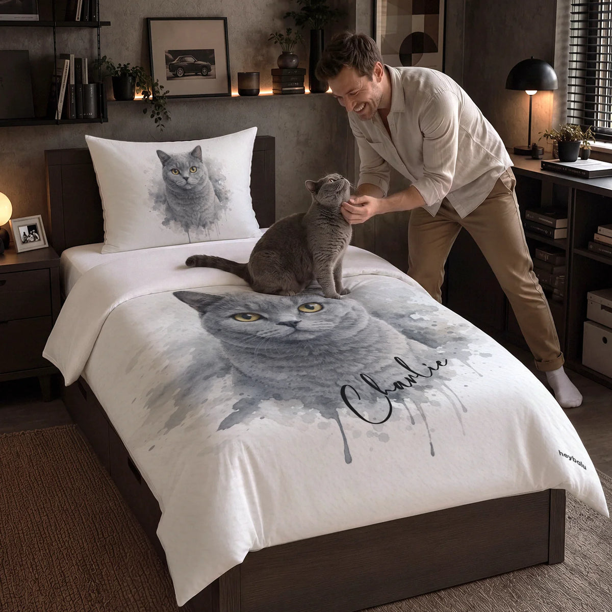 Personalisierte Bettwäsche Katze "Wasserfarben"