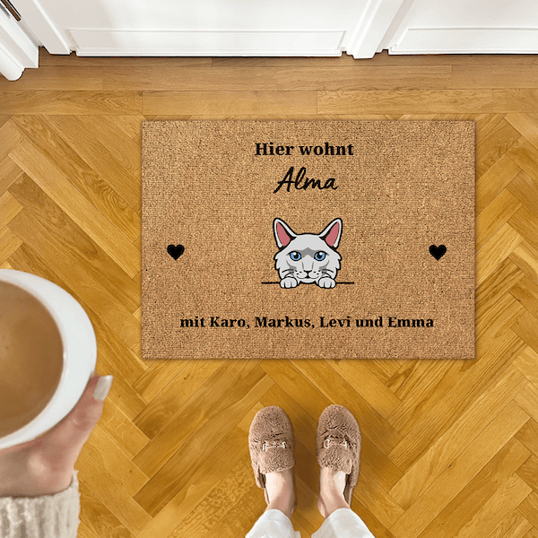 Personalisierte Fußmatte mit deinem Haustier im Cartoon-Stil