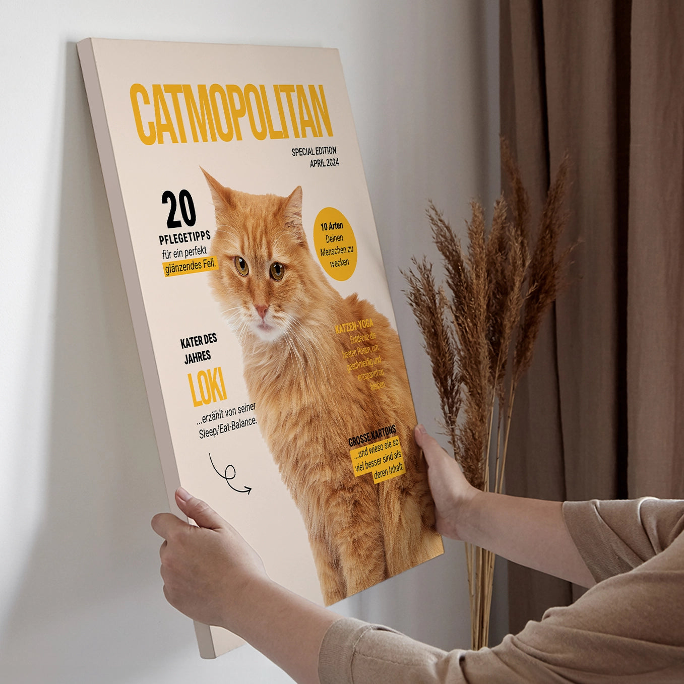 Personalisierte Leinwand Katzenmagazin "Catmopolitan"