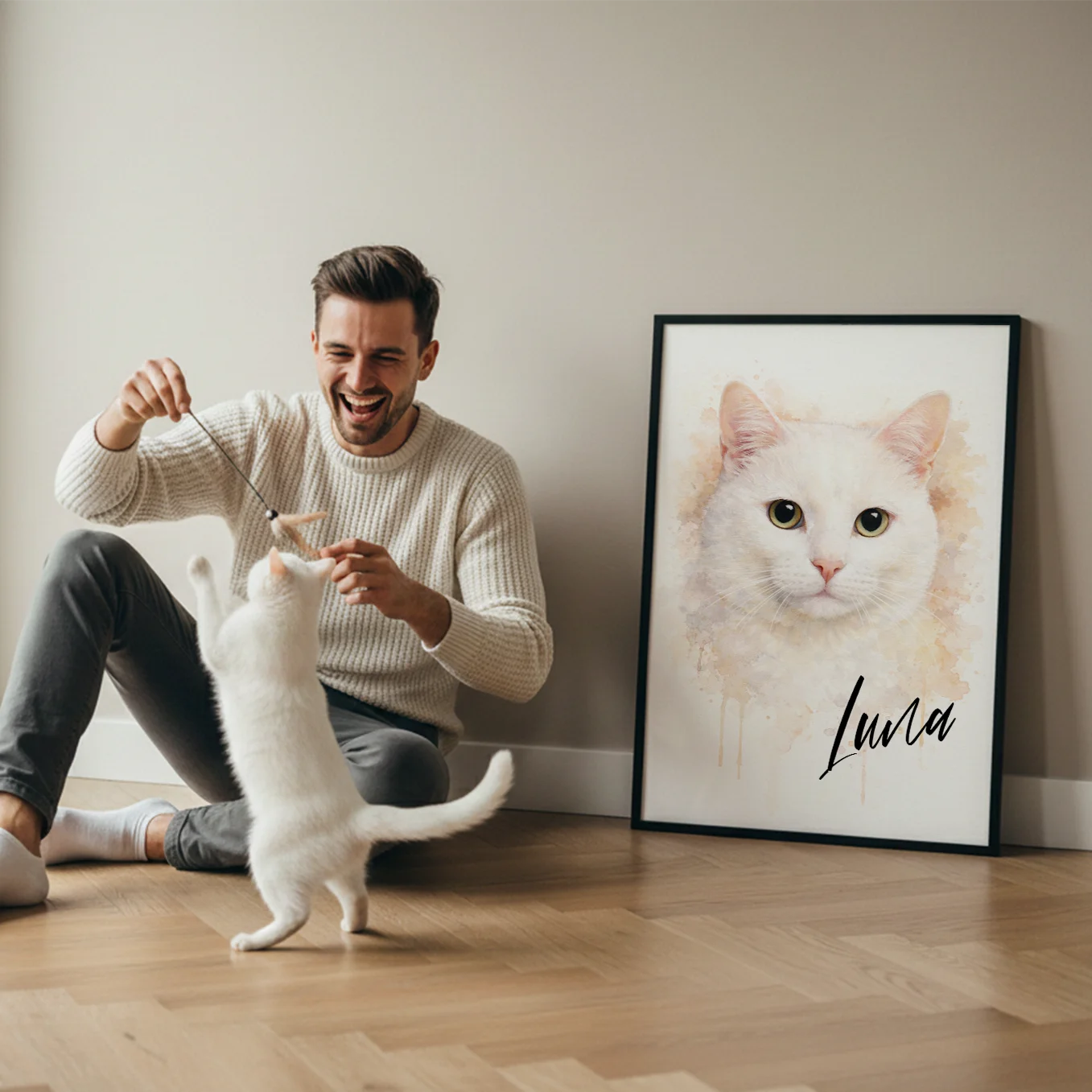 Personalisiertes Poster Katze "Wasserfarben"