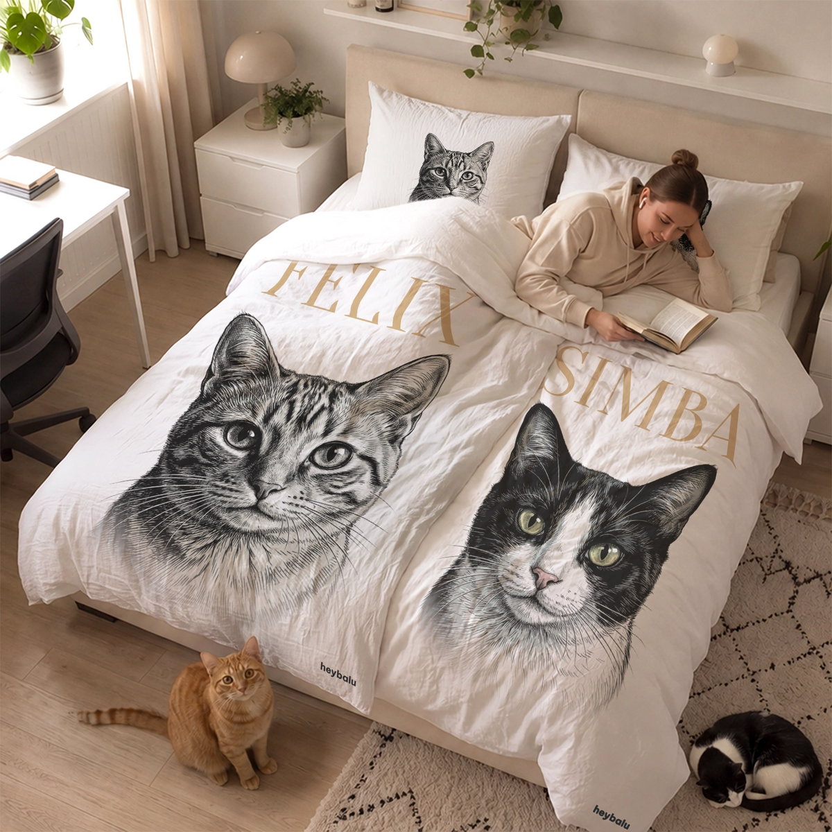 Personalisierte Bettwäsche "Retro Katze"