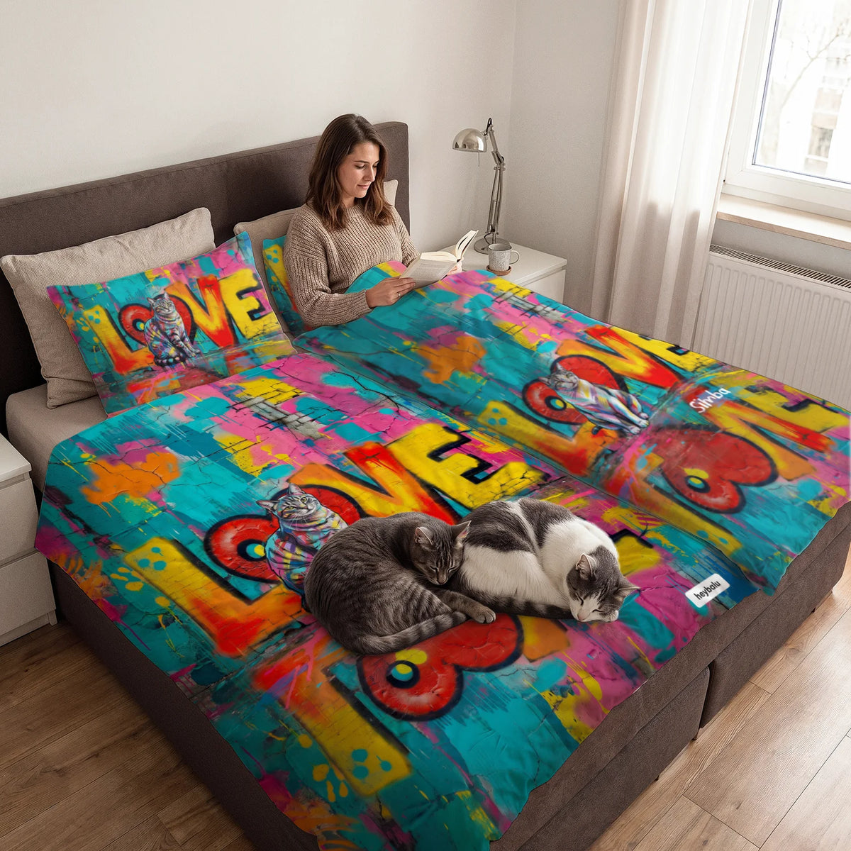 Personalisierte Bettwäsche "Love Katze"