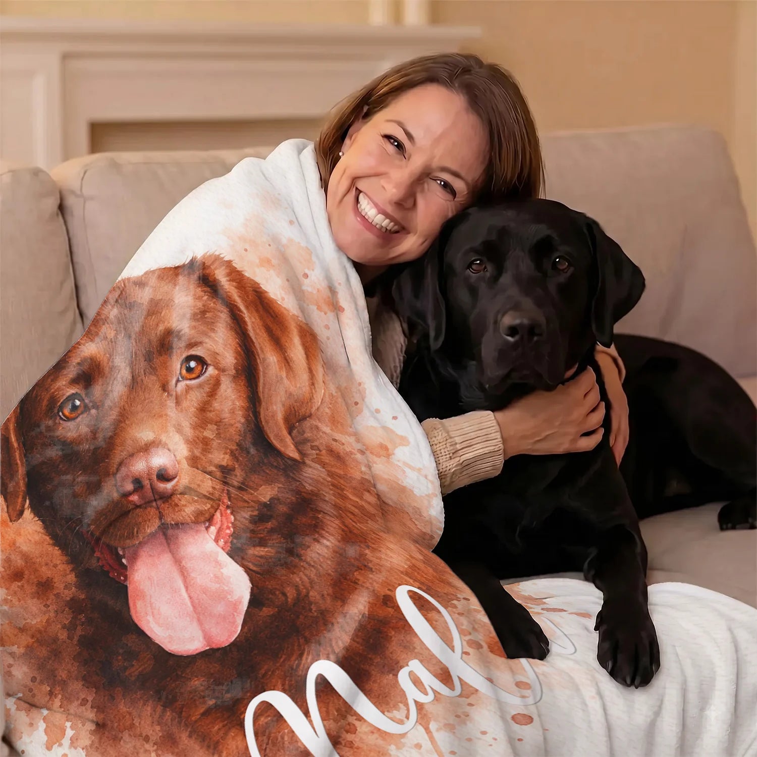 Personalisierte Decke "Wasserfarben Hund"