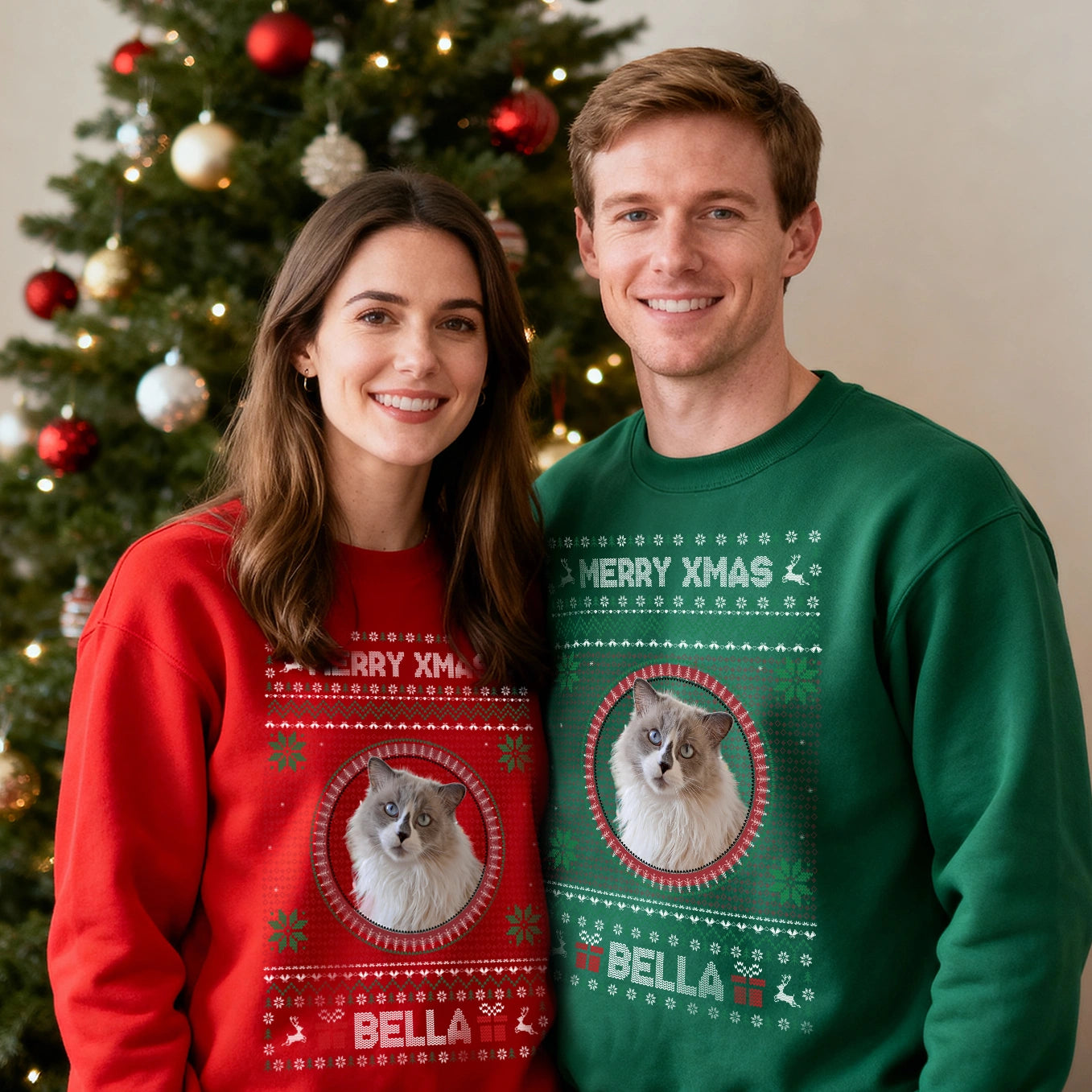 Personalisierter Christmas Sweater Foto “Katze”