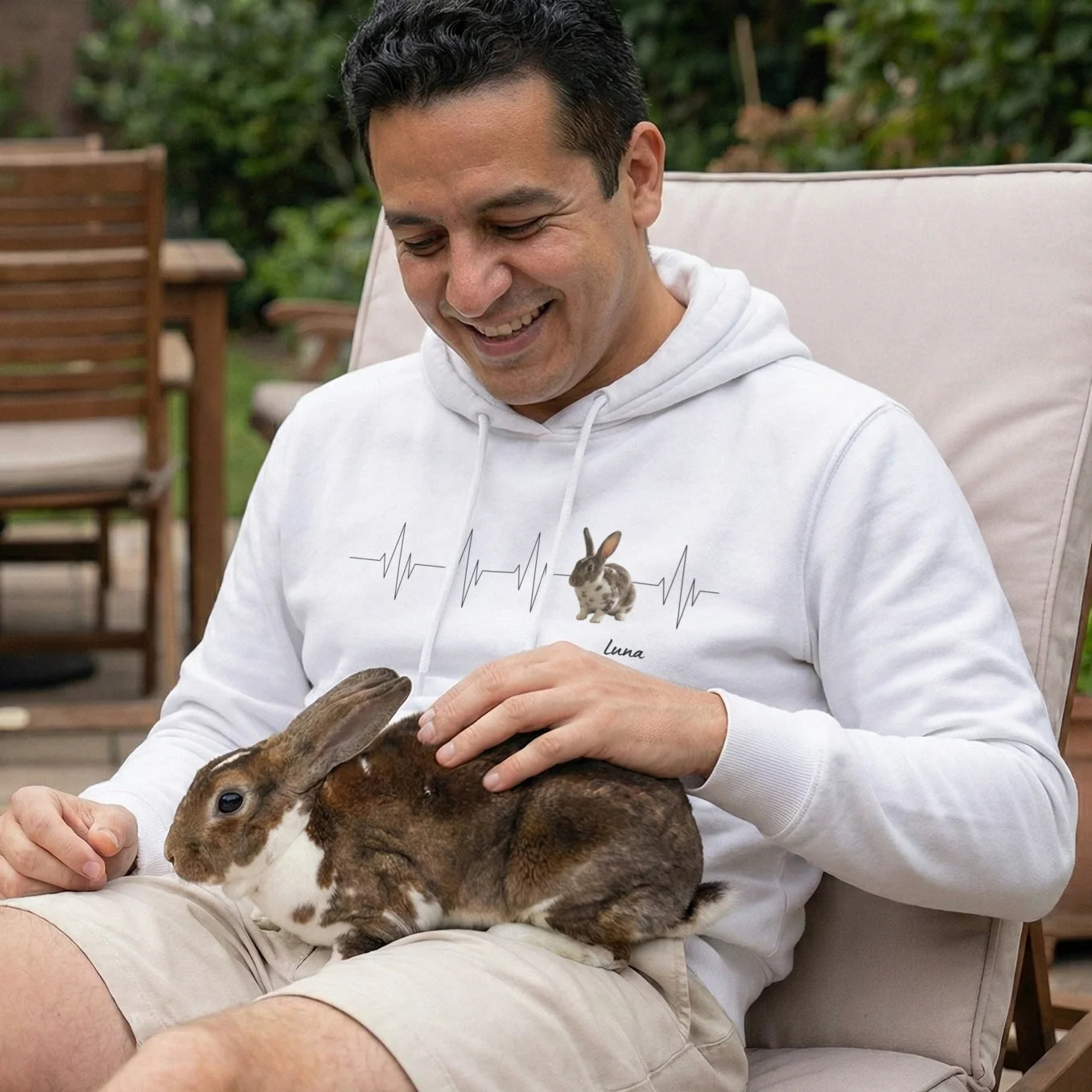 Personalisierter Hoodie "Herzschlag Hase"