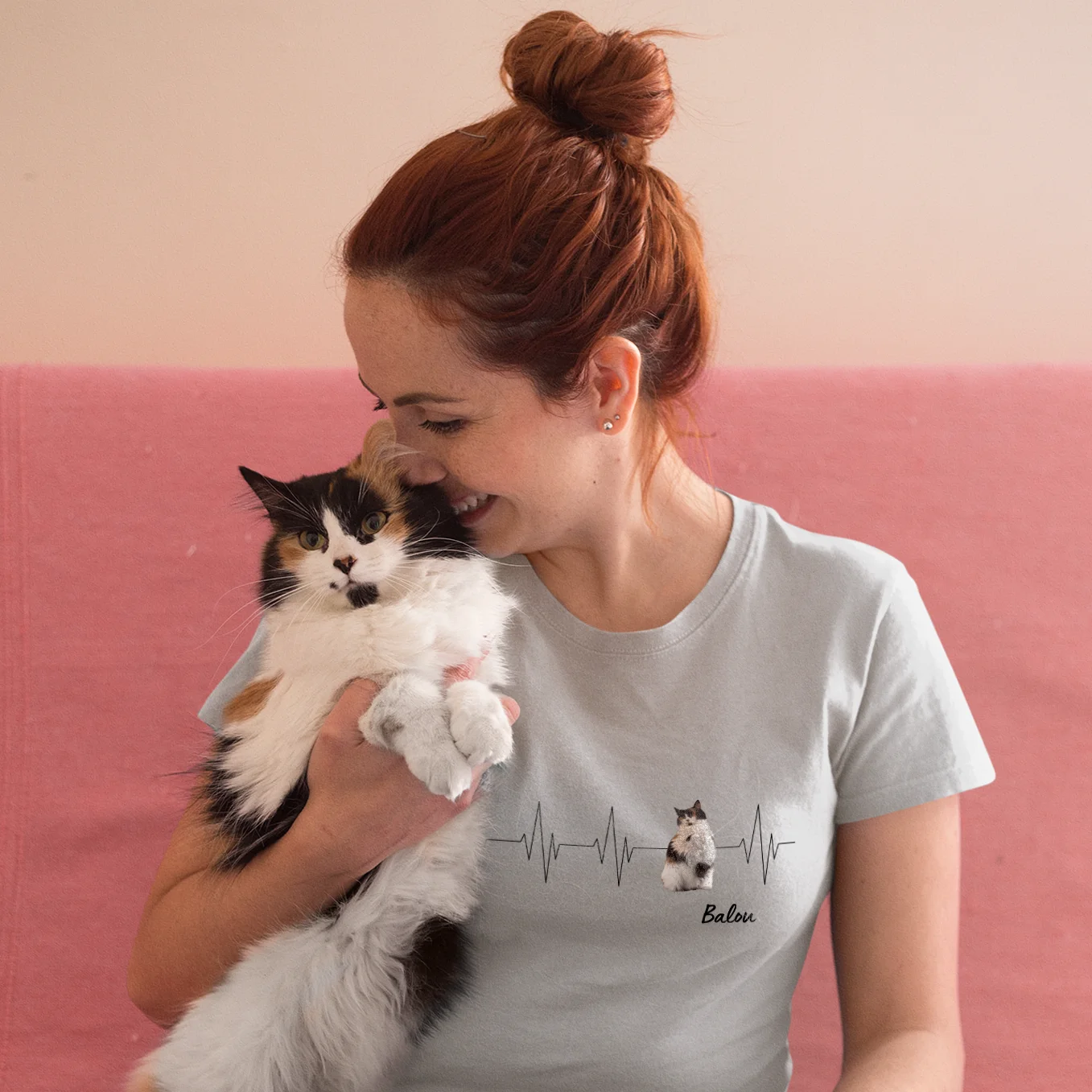 Personalisiertes T-Shirt Katze "Herzschlag" Hey Balu