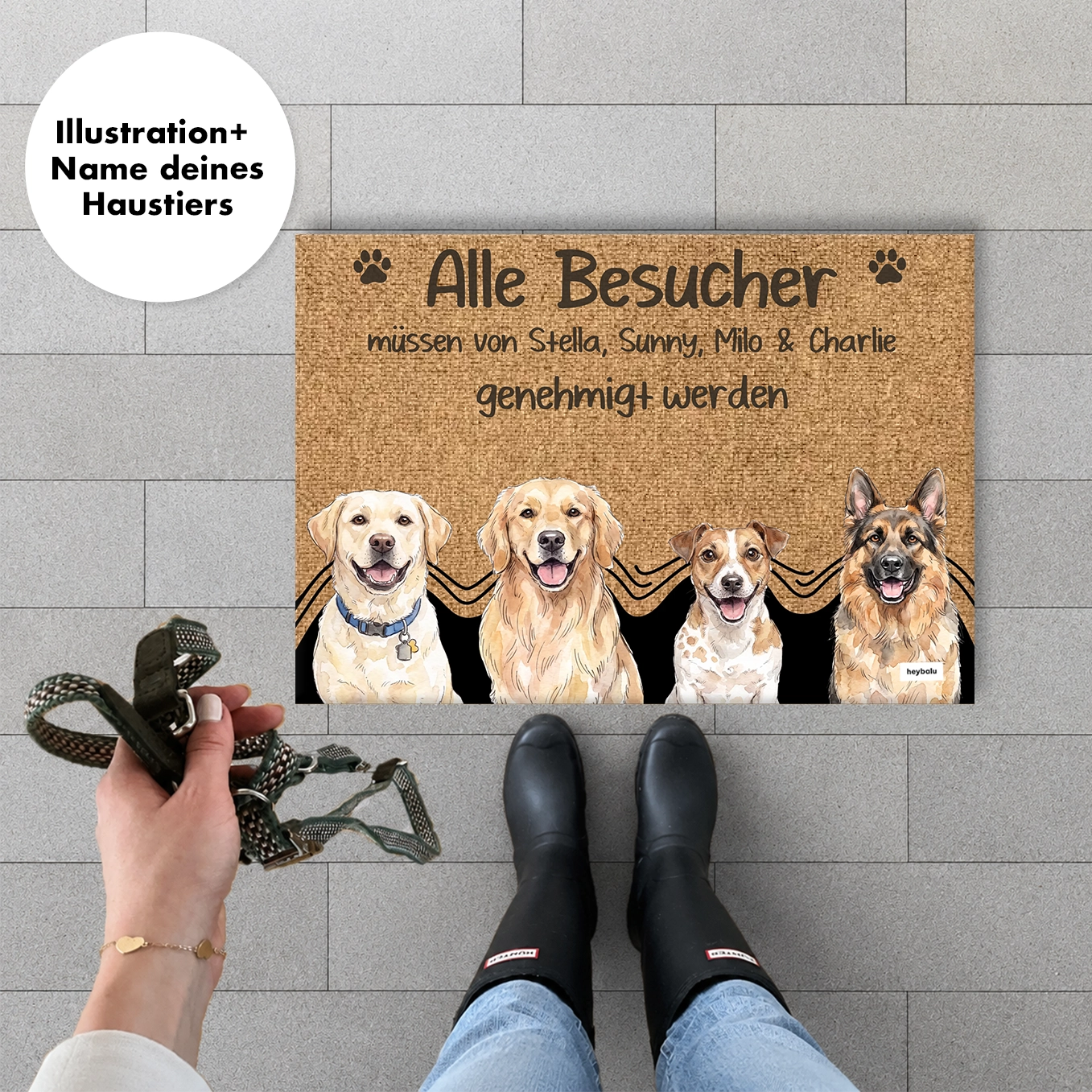 Personalisierte Fußmatte "Besuch genehmigt"