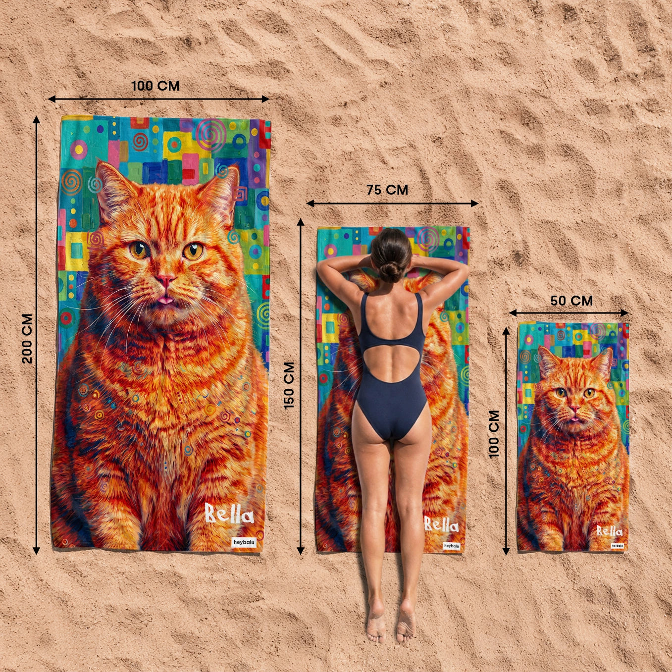 Personalisiertes Badetuch "Graffiti Katze"