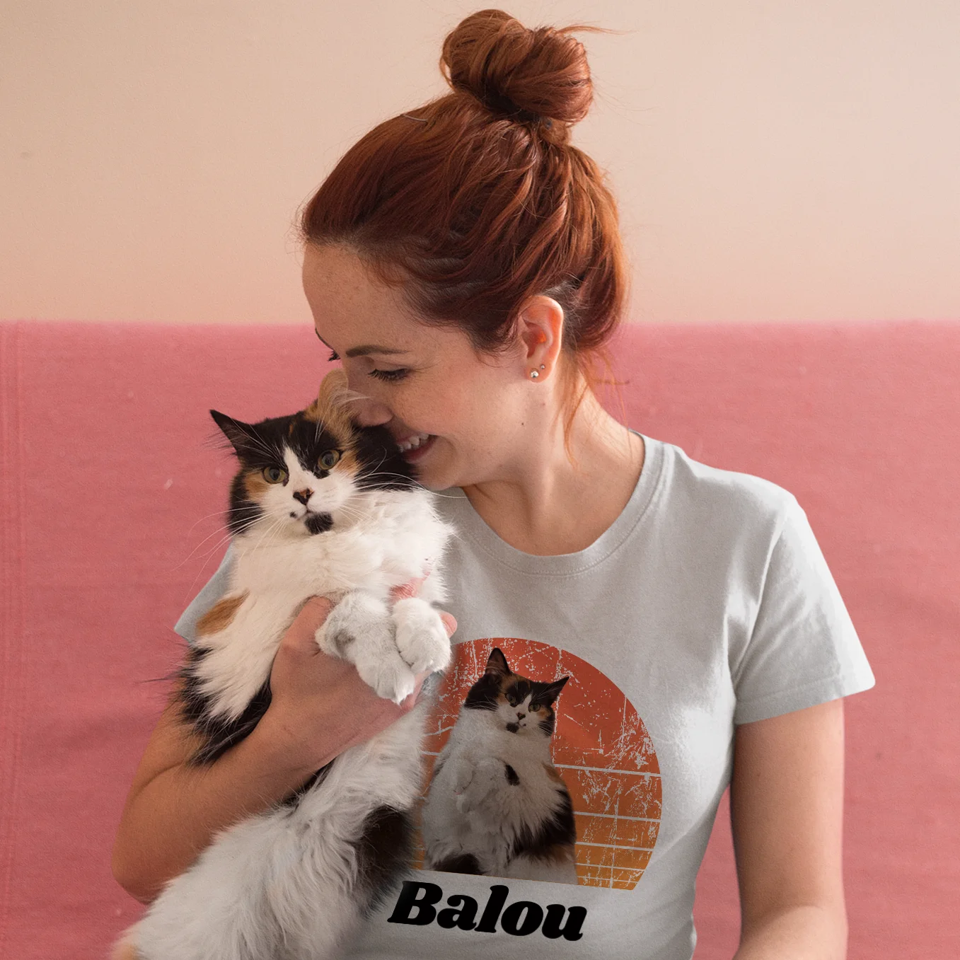 Personalisiertes Retro T-Shirt "Foto von deiner Katze" Hey Balu