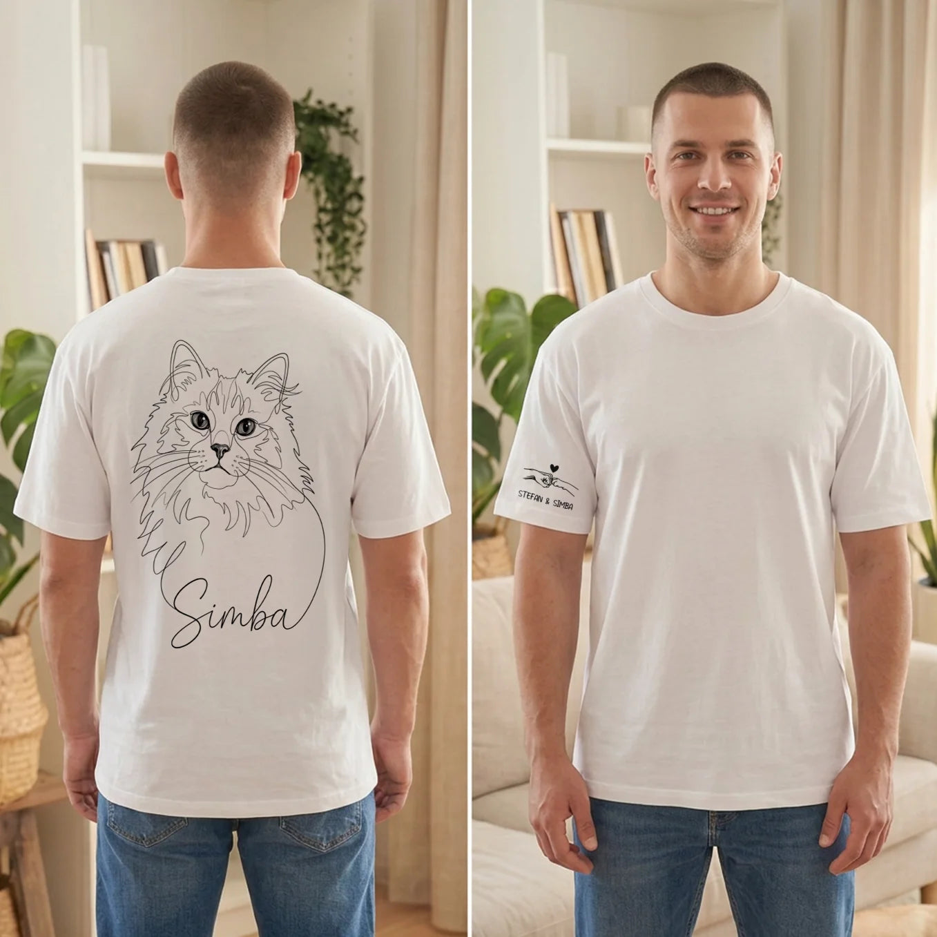 Personalisiertes Oversized Shirt "Cat Dad" mit Ärmeldruck