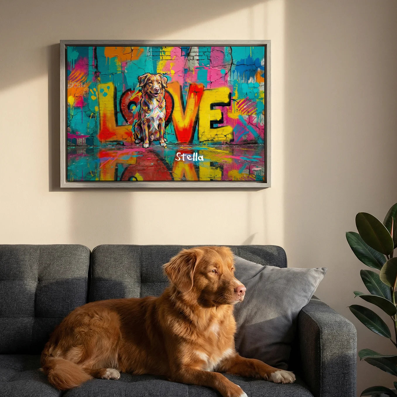 Personalisierte Leinwand "LOVE" Hund