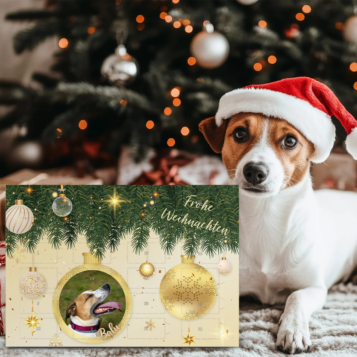 Personalisierter Adventskalender für Hunde "Foto" heybalu