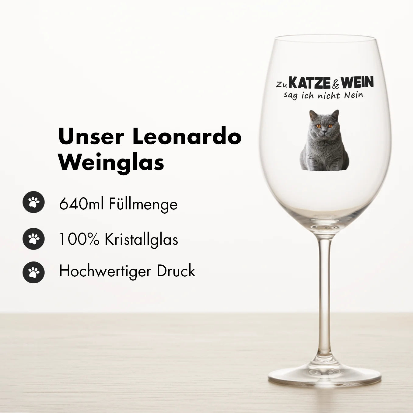 Personalisiertes Weinglas "Katze & Wein"
