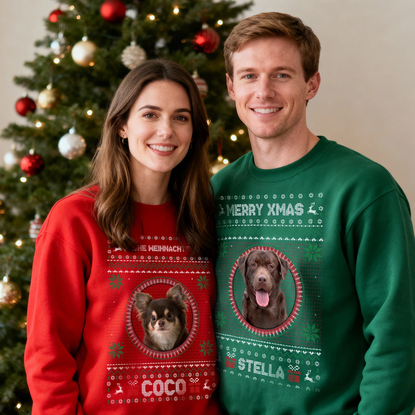 Christmas Sweater mit Foto deines Haustiers