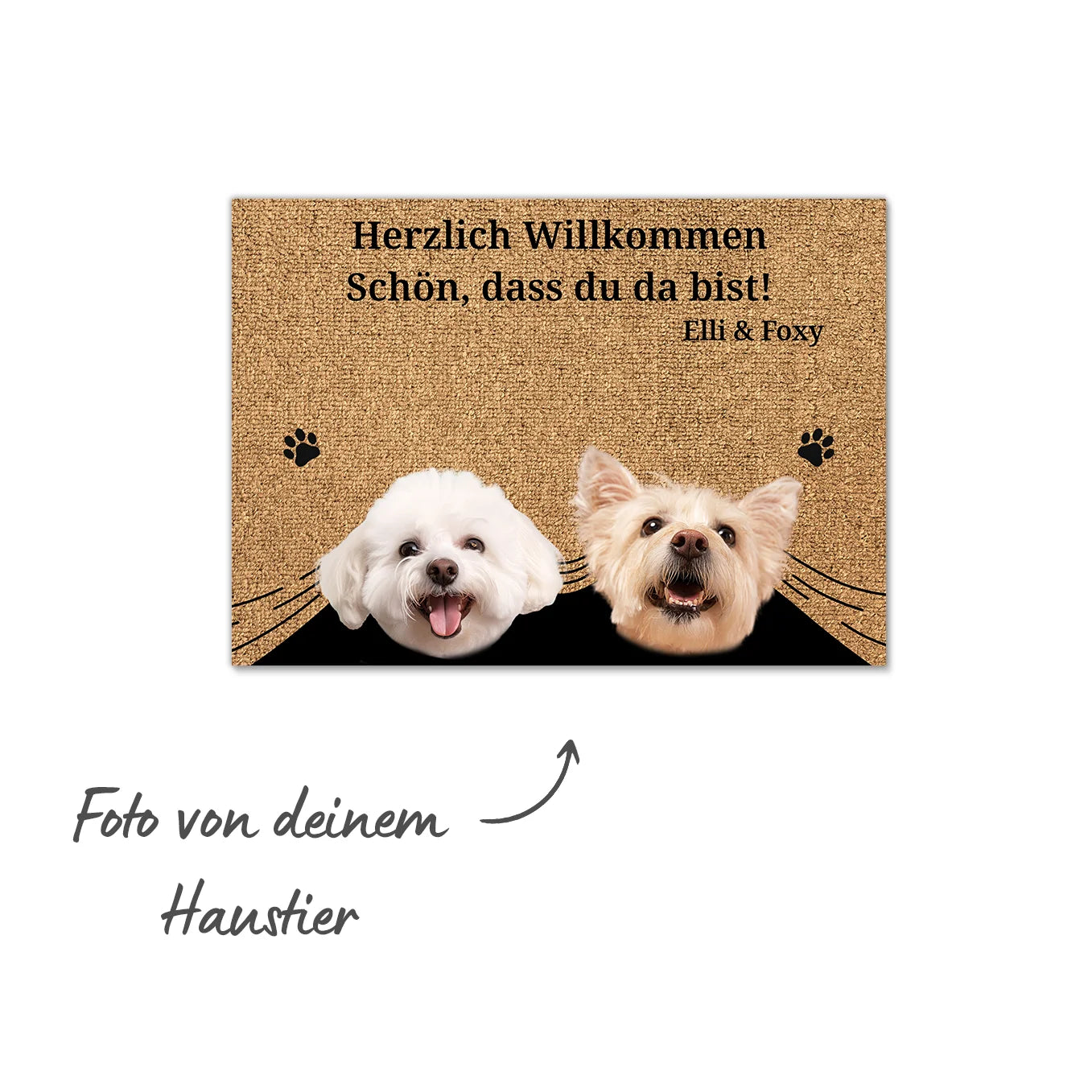 Personalisierte Fußmatte "Spähende Haustiere" mit Foto