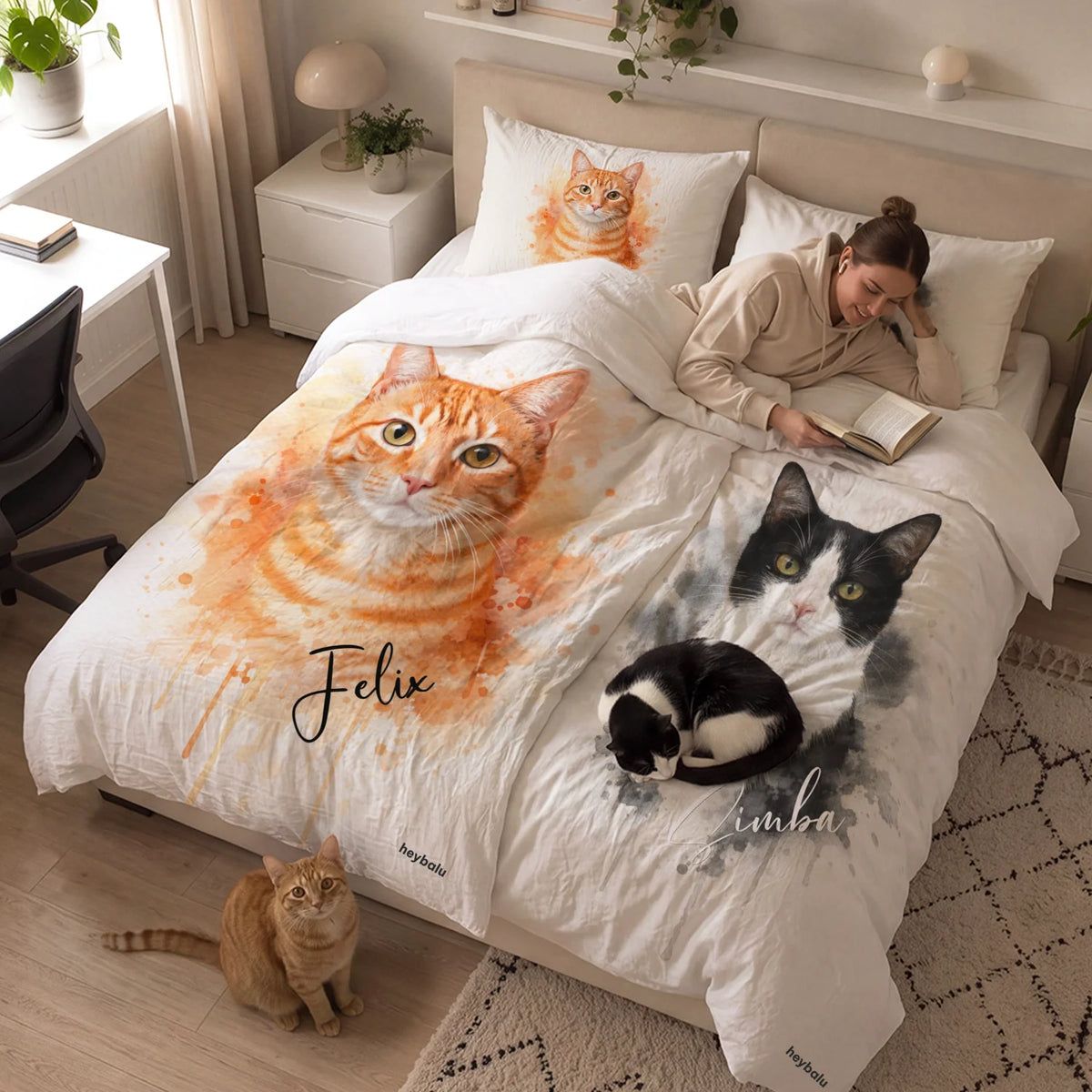 Personalisierte Bettwäsche Katze "Wasserfarben"