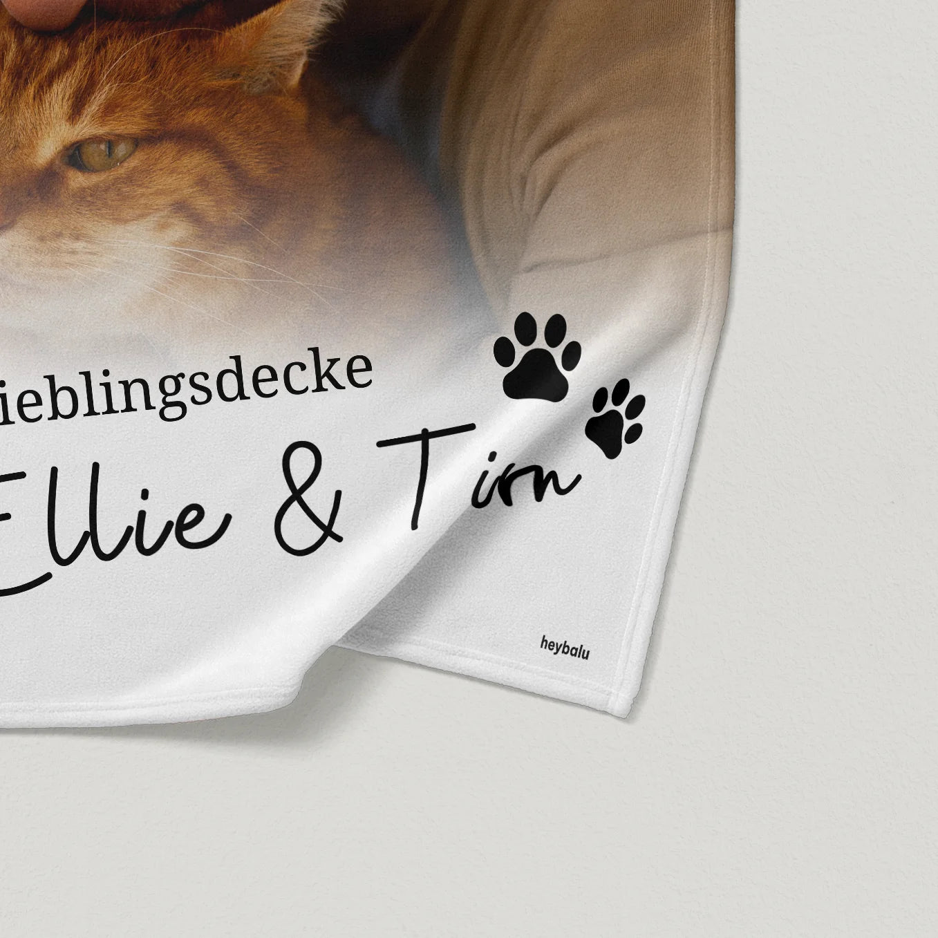 Personalisierte Kuscheldecke Katzen "Dein Foto & Text" Hey Balu