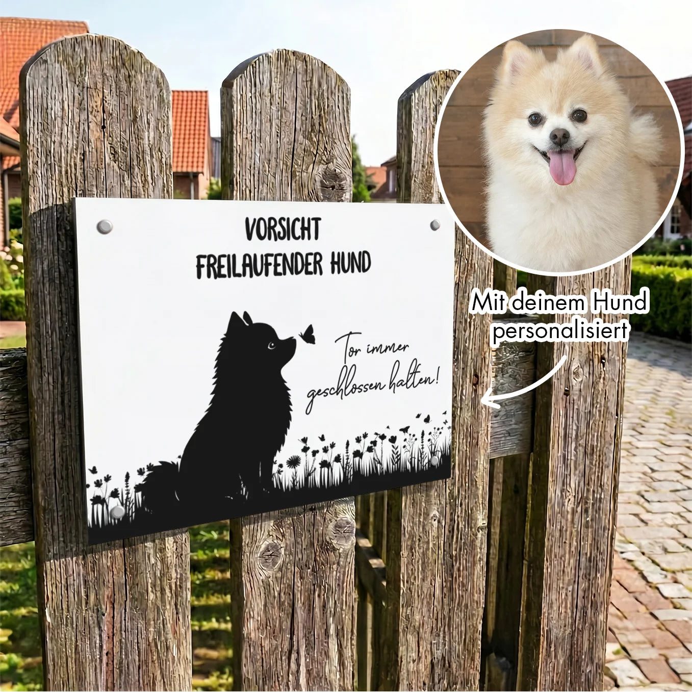 Perosnalisiertes Türschild "Freilaufender Hund"
