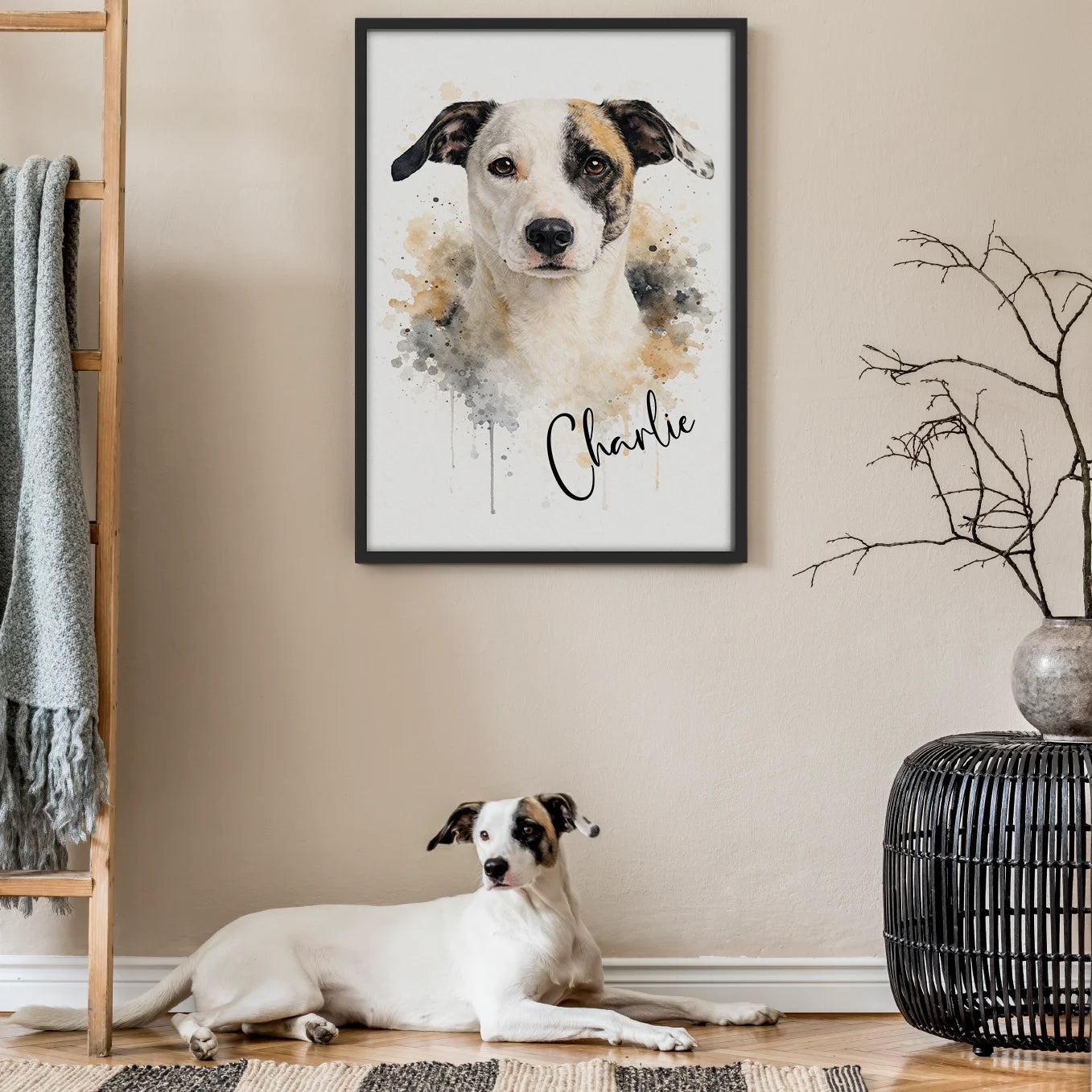 Personalisiertes Portrait Hund "Wasserfarben"