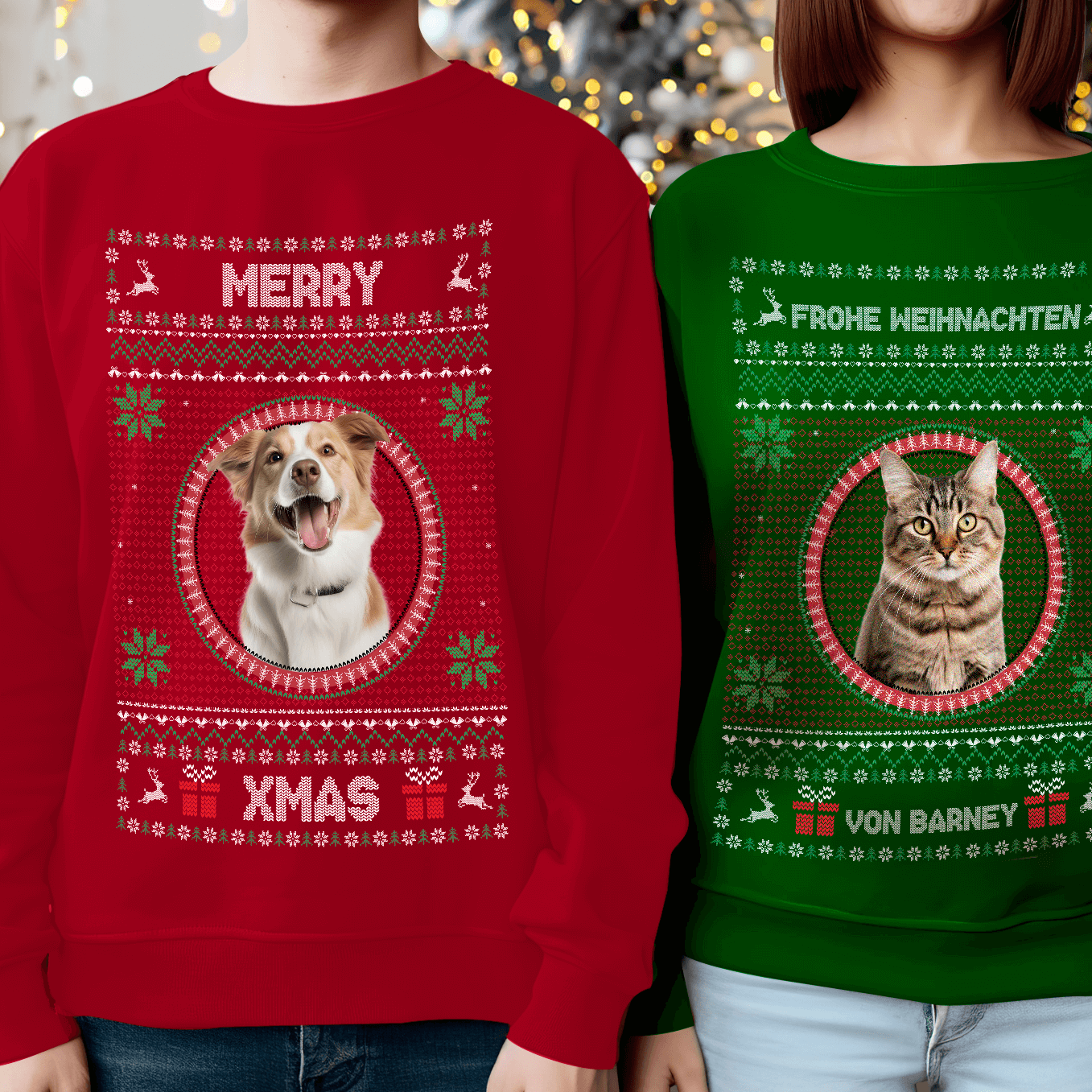 Christmas Sweater mit Foto deines Haustiers heybalu