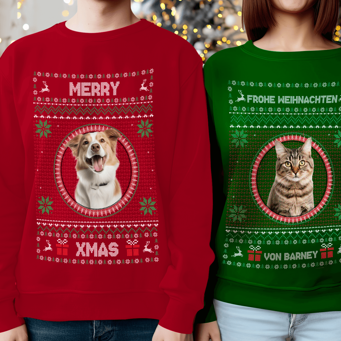 Christmas Sweater mit Foto deines Haustiers