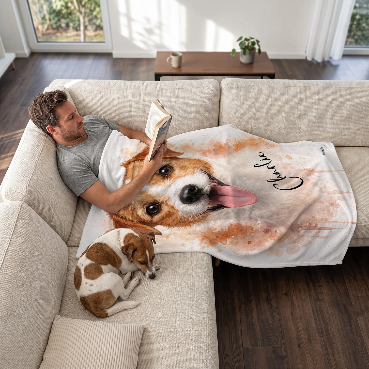 Personalisierte Decke "Wasserfarben Hund"
