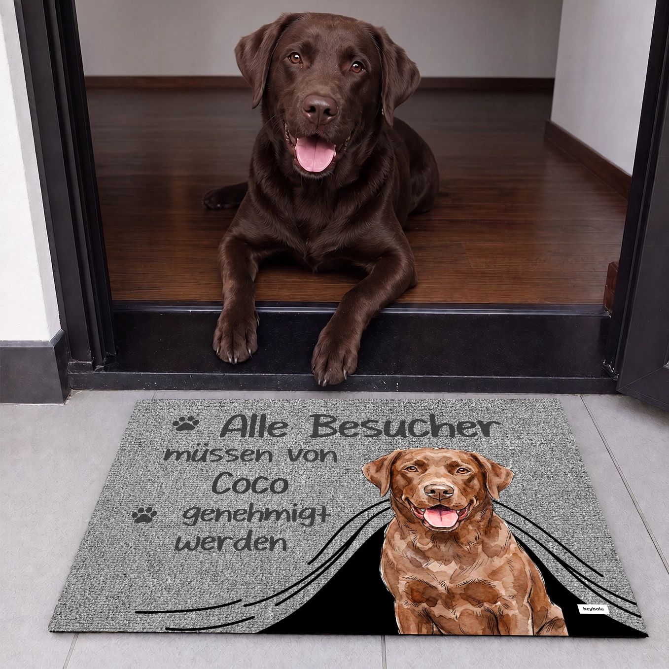 Personalisierte Fußmatte "Besuch genehmigt"