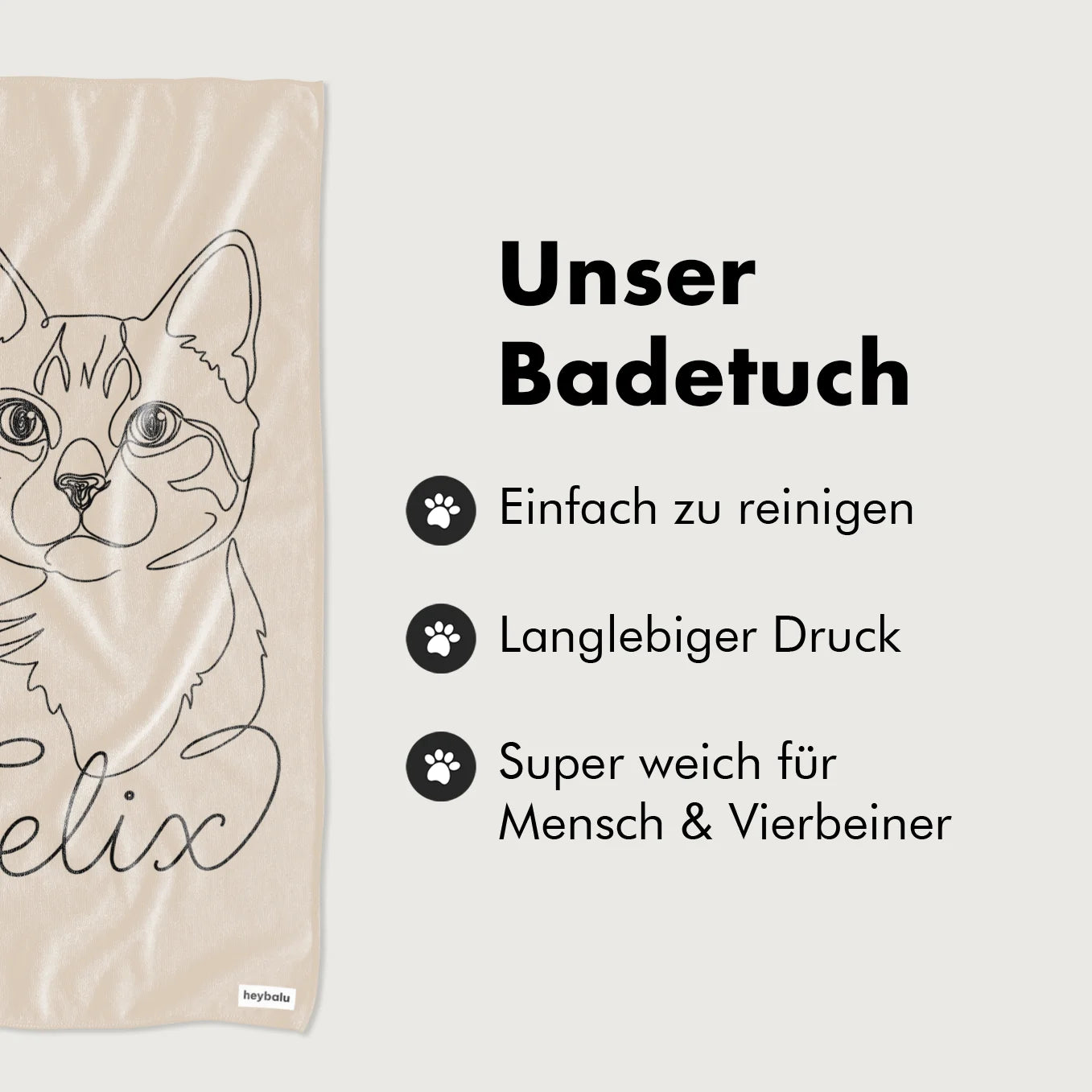 Personalisiertes Badetuch Katze "Line Art"