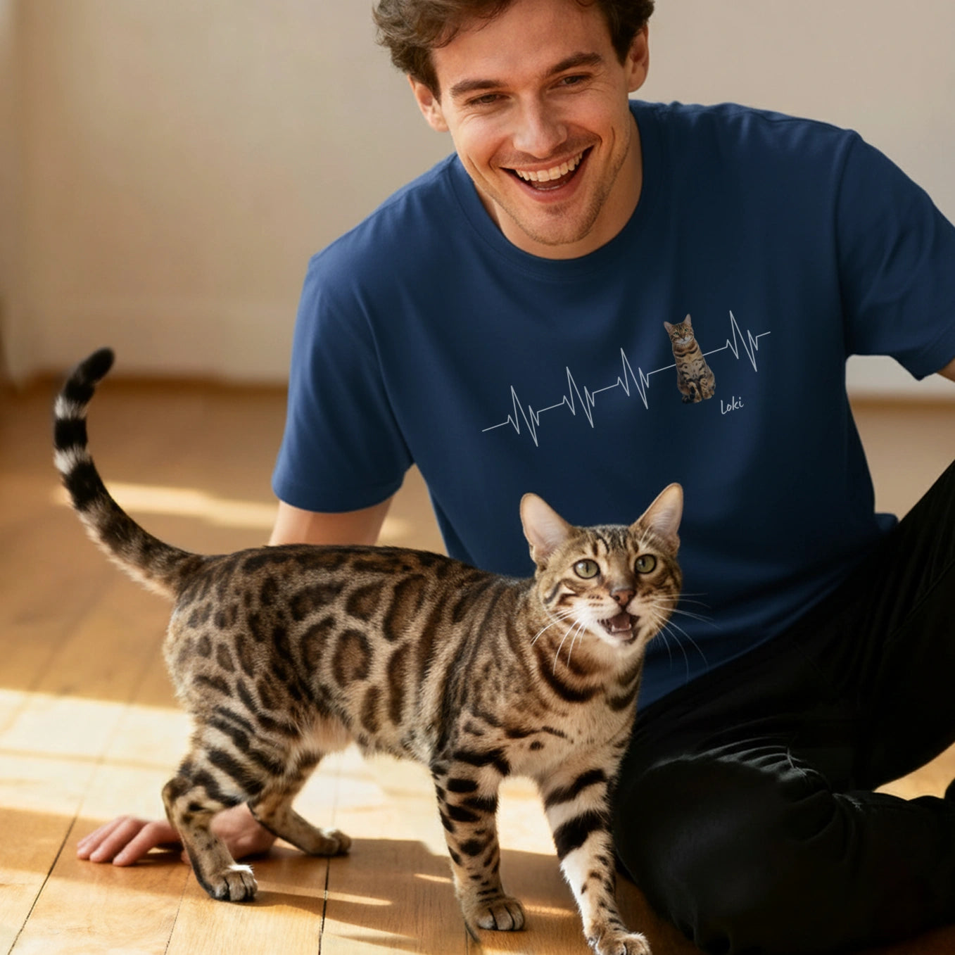 Personalisiertes T-Shirt Katze "Herzschlag"