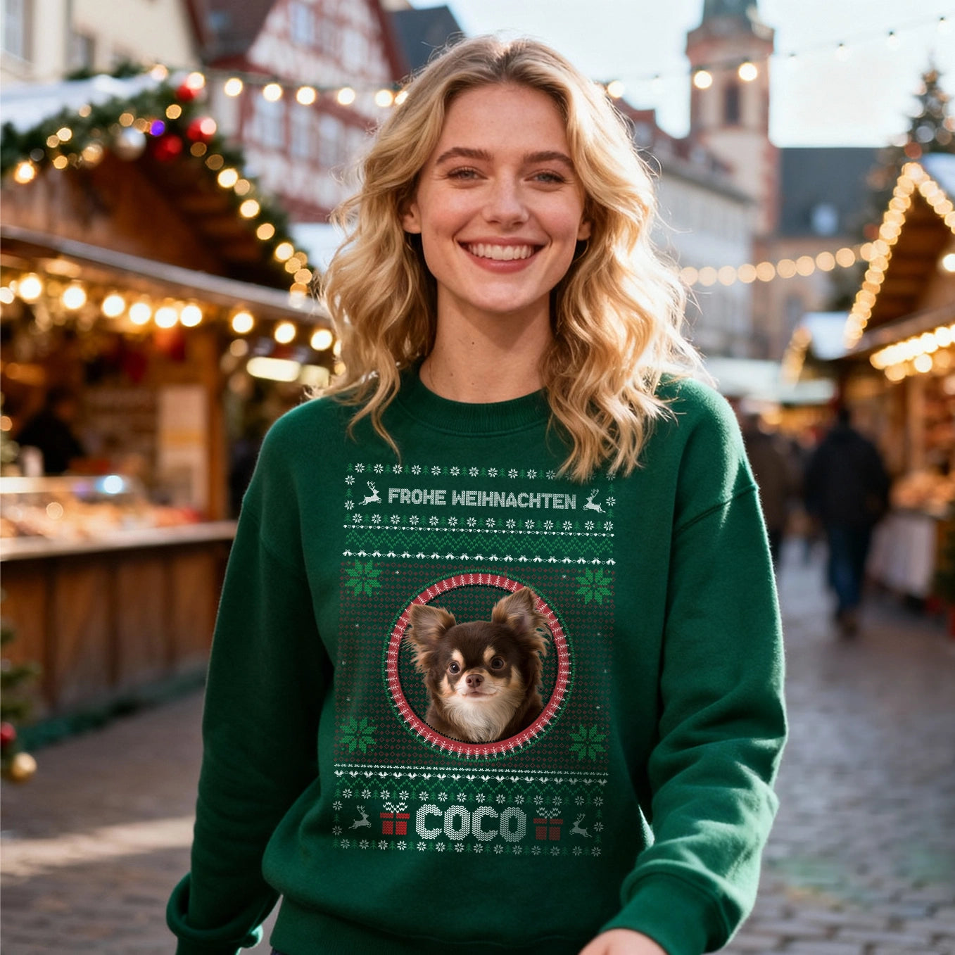 Christmas Sweater mit Foto deines Haustiers