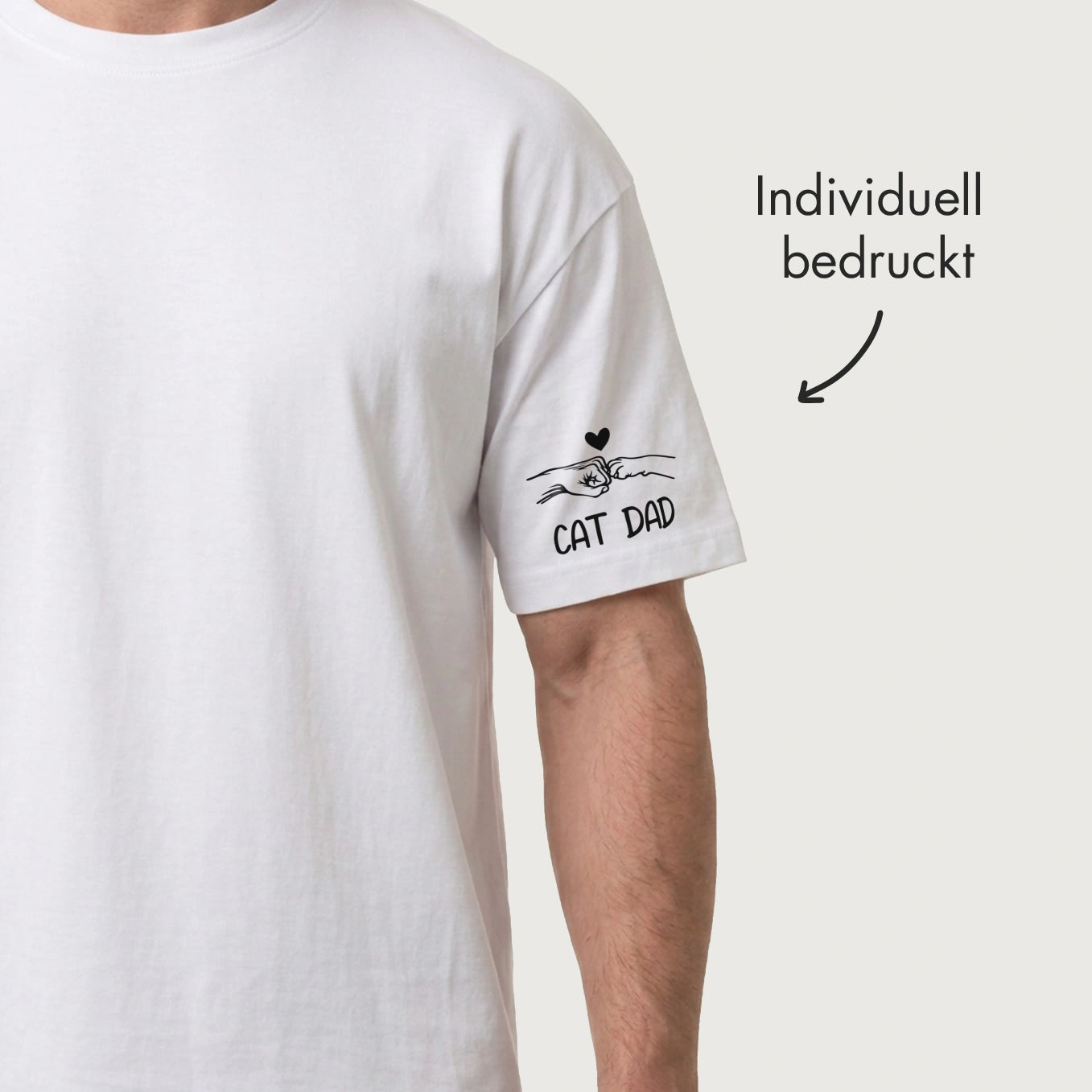 Personalisiertes Oversized Shirt "Cat Dad" mit Ärmeldruck