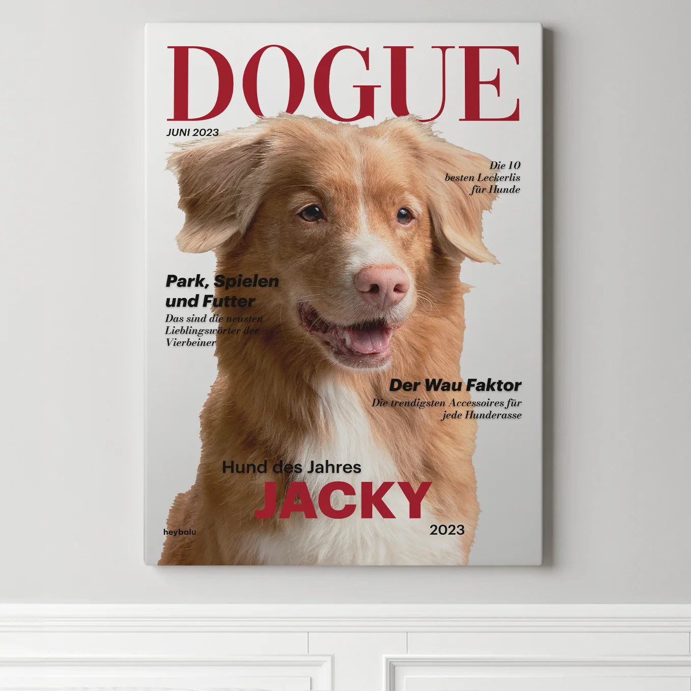 Personalisierte Leinwand Hundemagazin "DOGUE"