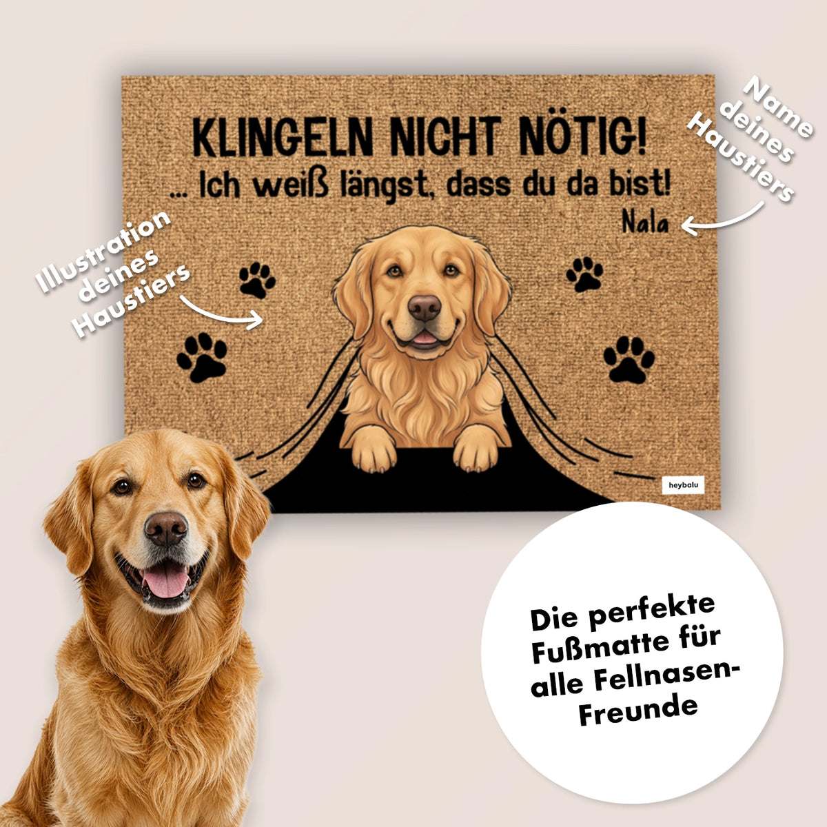 Personalisierte Fußmatte "Klingeln nicht nötig"
