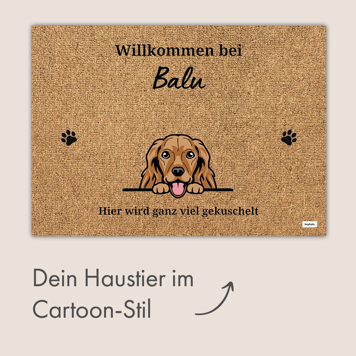 Personalisierte Fußmatte mit deinem Haustier im Cartoon-Stil – personalisiertes Geschenk – Ansicht 3