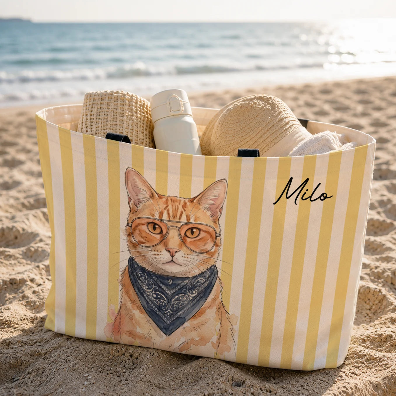 Personalisierte Strandtasche "Katze"
