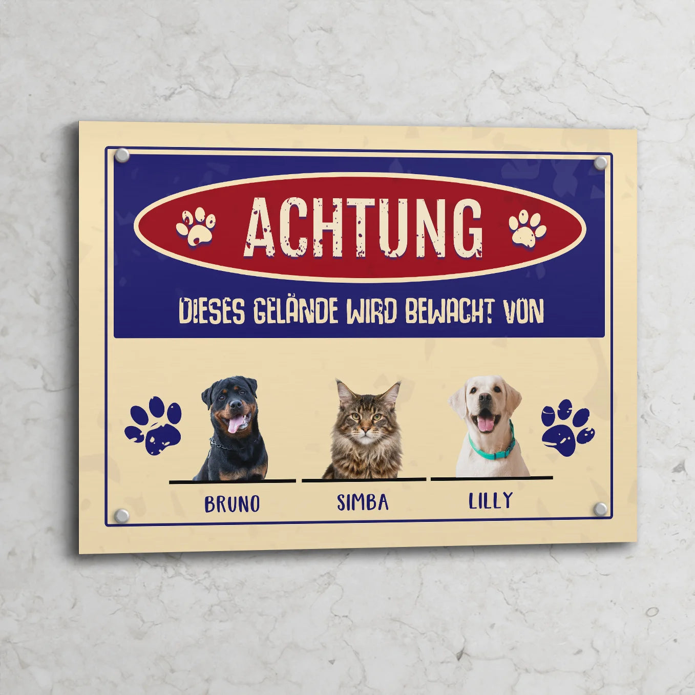 Personalisiertes Türschild "Achtung!"