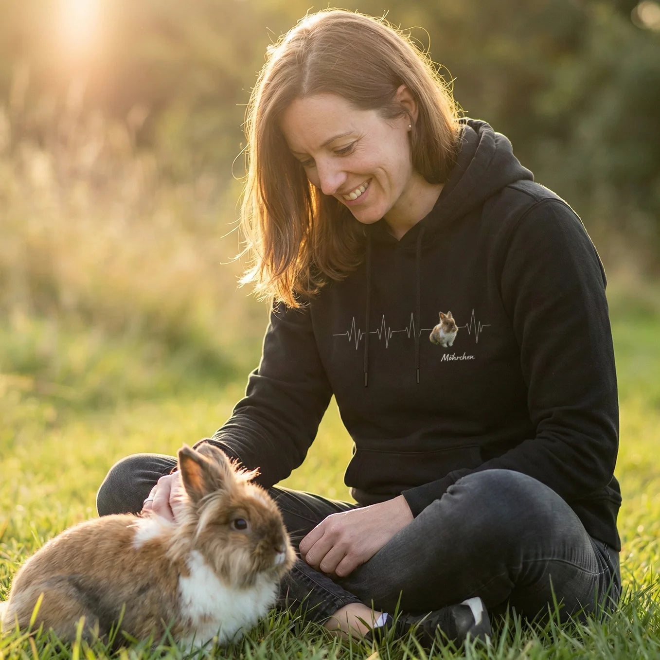 Personalisierter Hoodie "Herzschlag Hase"