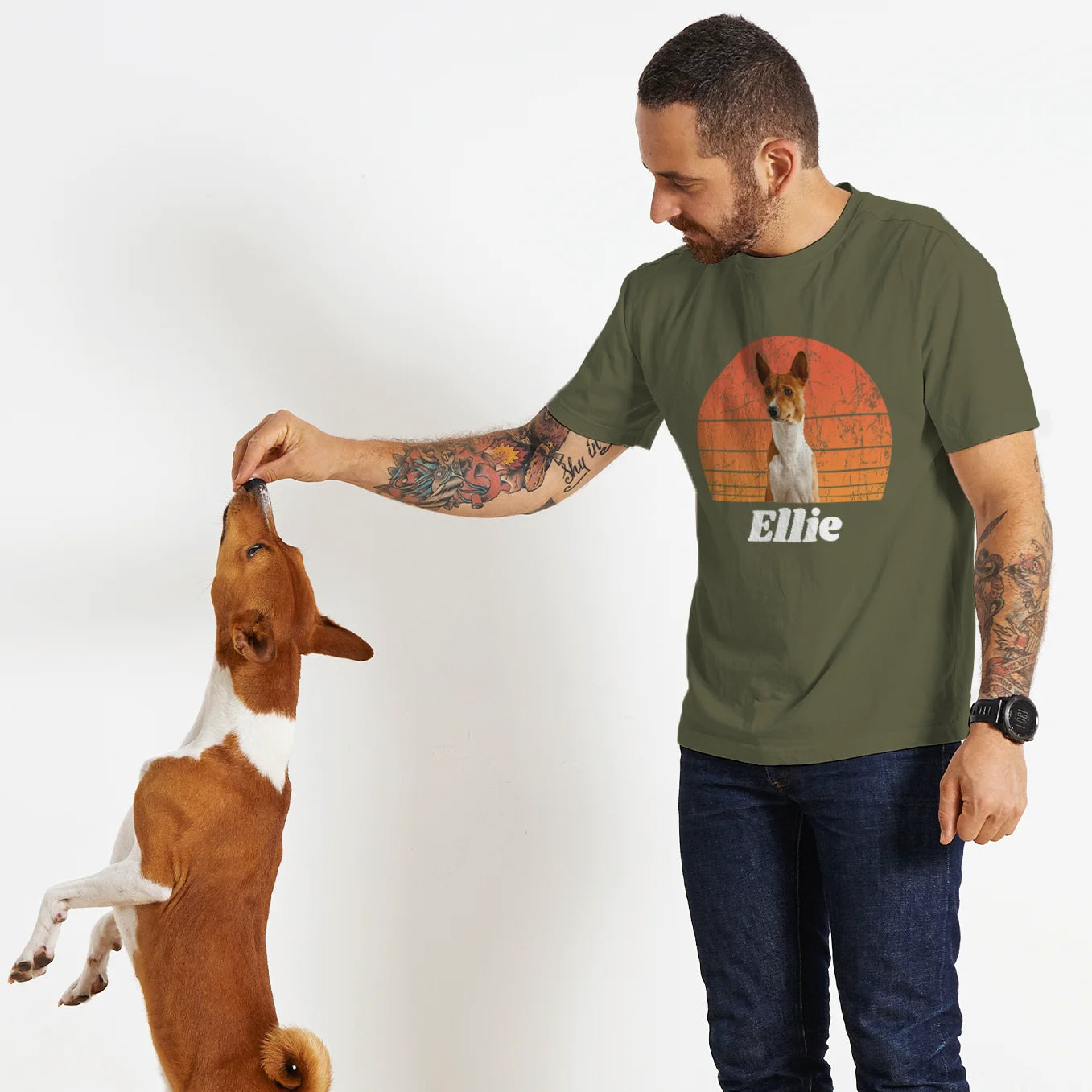 Personalisiertes Retro T-Shirt "Foto von deinem Hund" Hey Balu