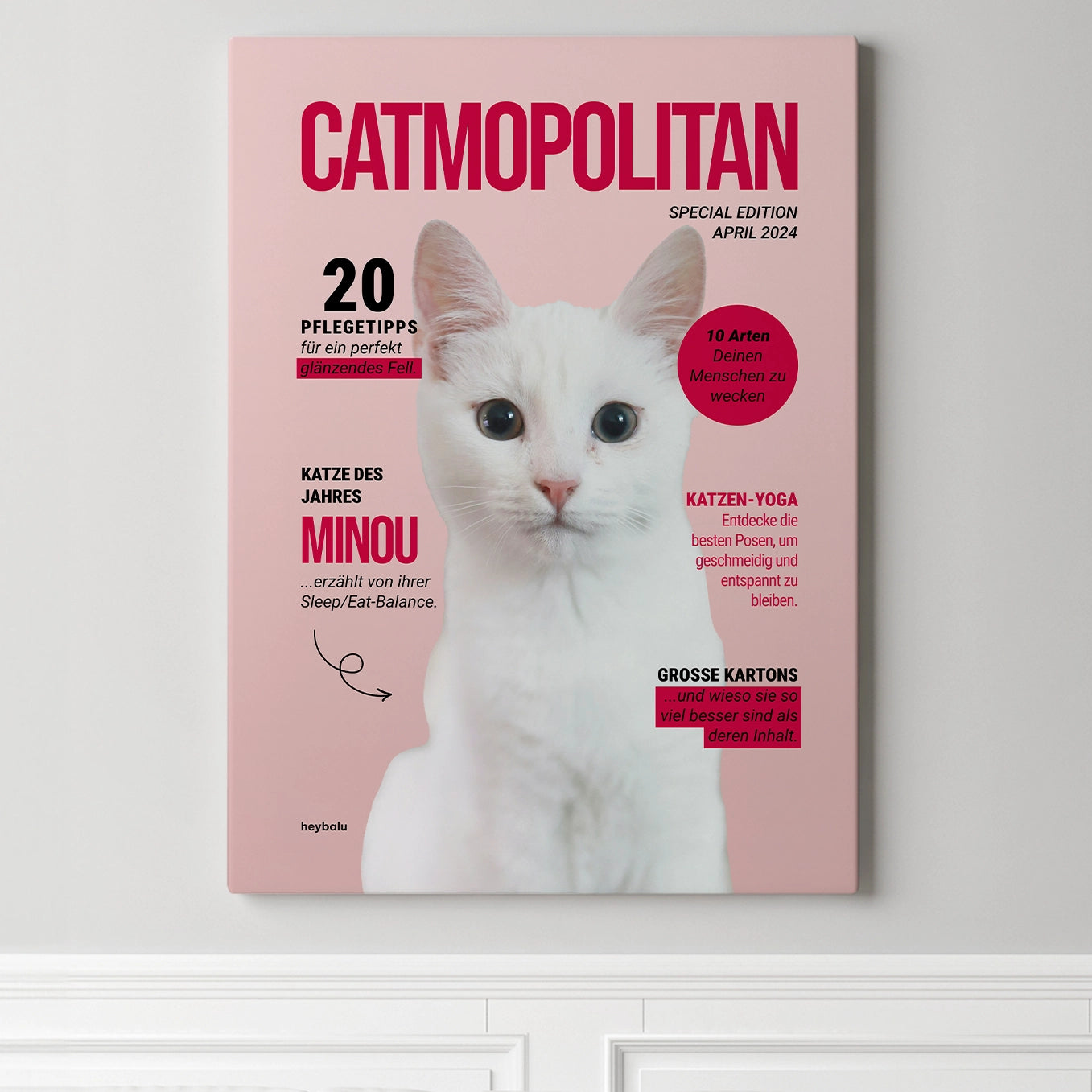 Personalisierte Leinwand Katzenmagazin "Catmopolitan"