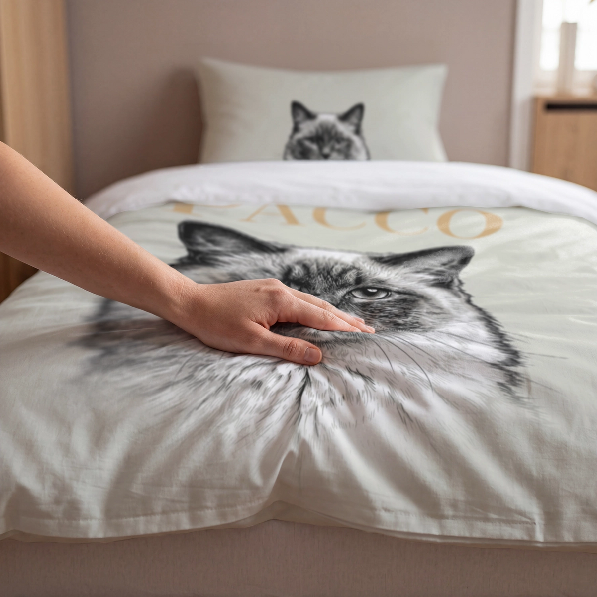 Personalisierte Bettwäsche "Retro Katze"