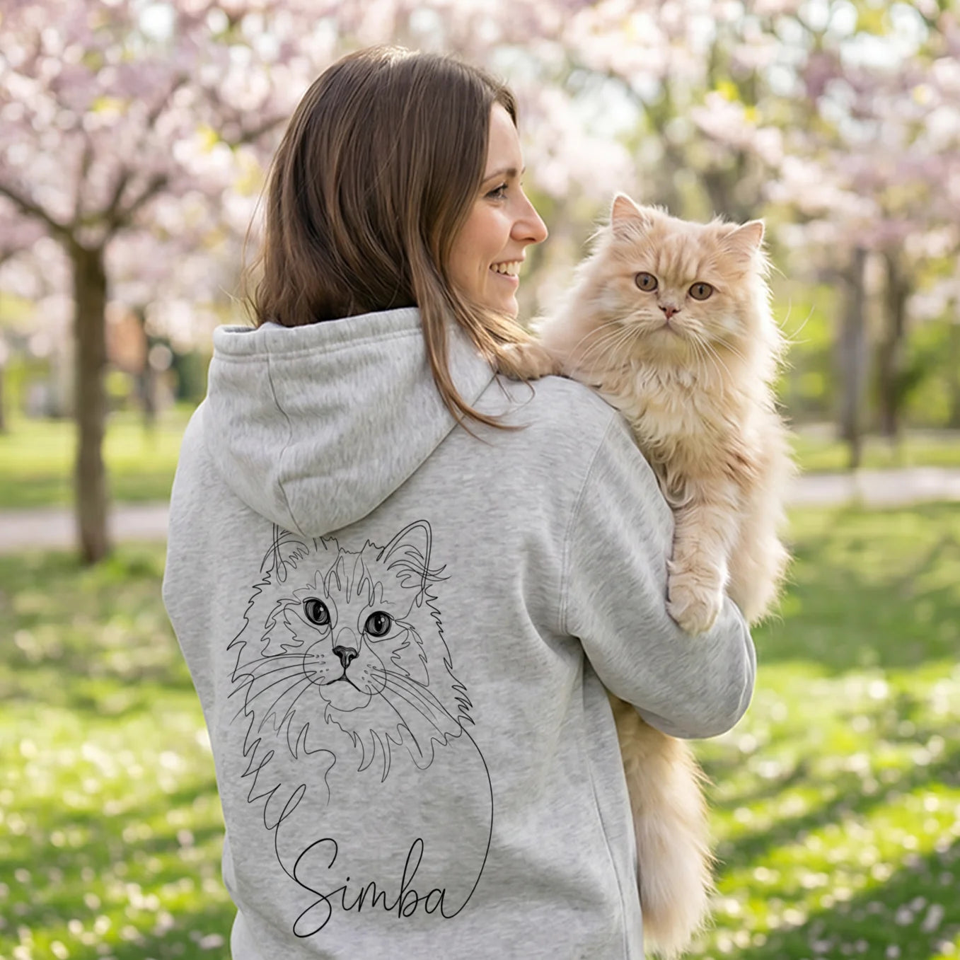 Personalisierter Hoodie "Cat Mom" mit Ärmeldruck