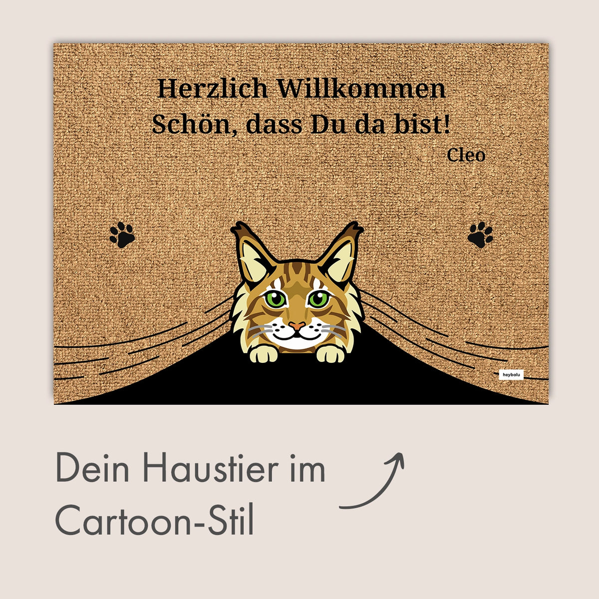 Personalisierte Fußmatte "Spähende Haustiere" im Comic-Stil – personalisiertes Geschenk – Ansicht 4