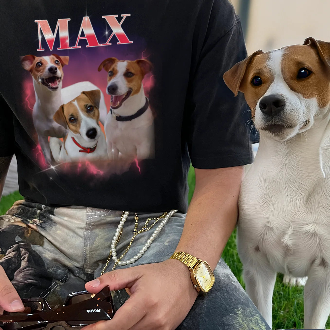 Personalisiertes Haustier T-Shirt "Vintage Name"