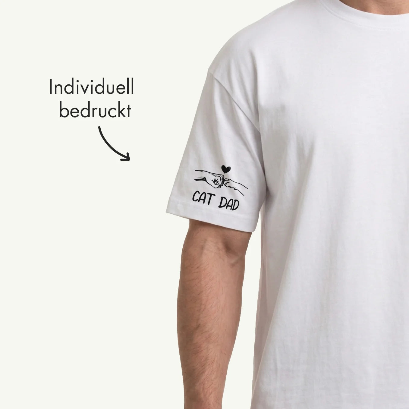 Personalisiertes Oversized Shirt "Cat Dad" mit Ärmeldruck