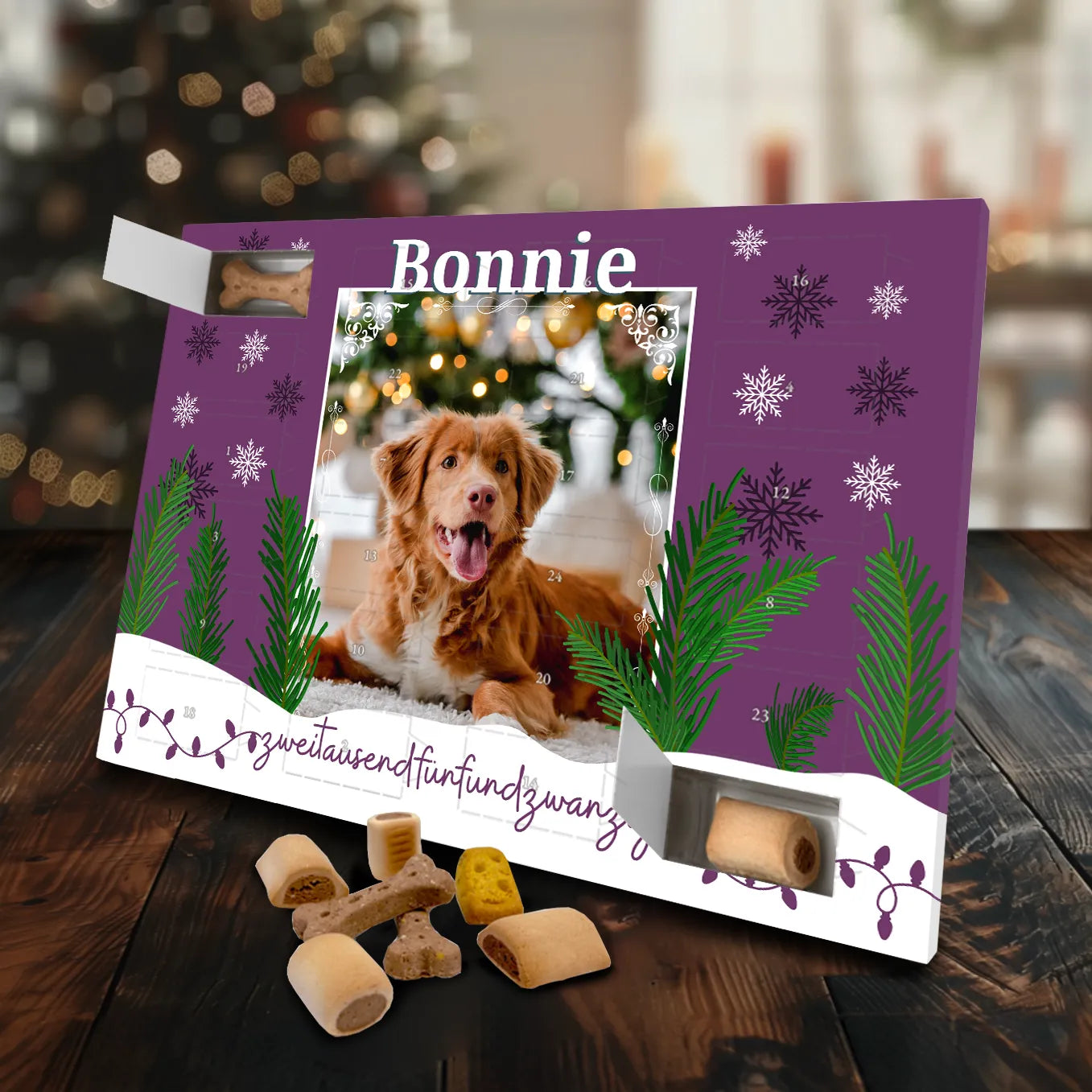 Personalisierter Leckerli Adventskalender "Schneezauber"