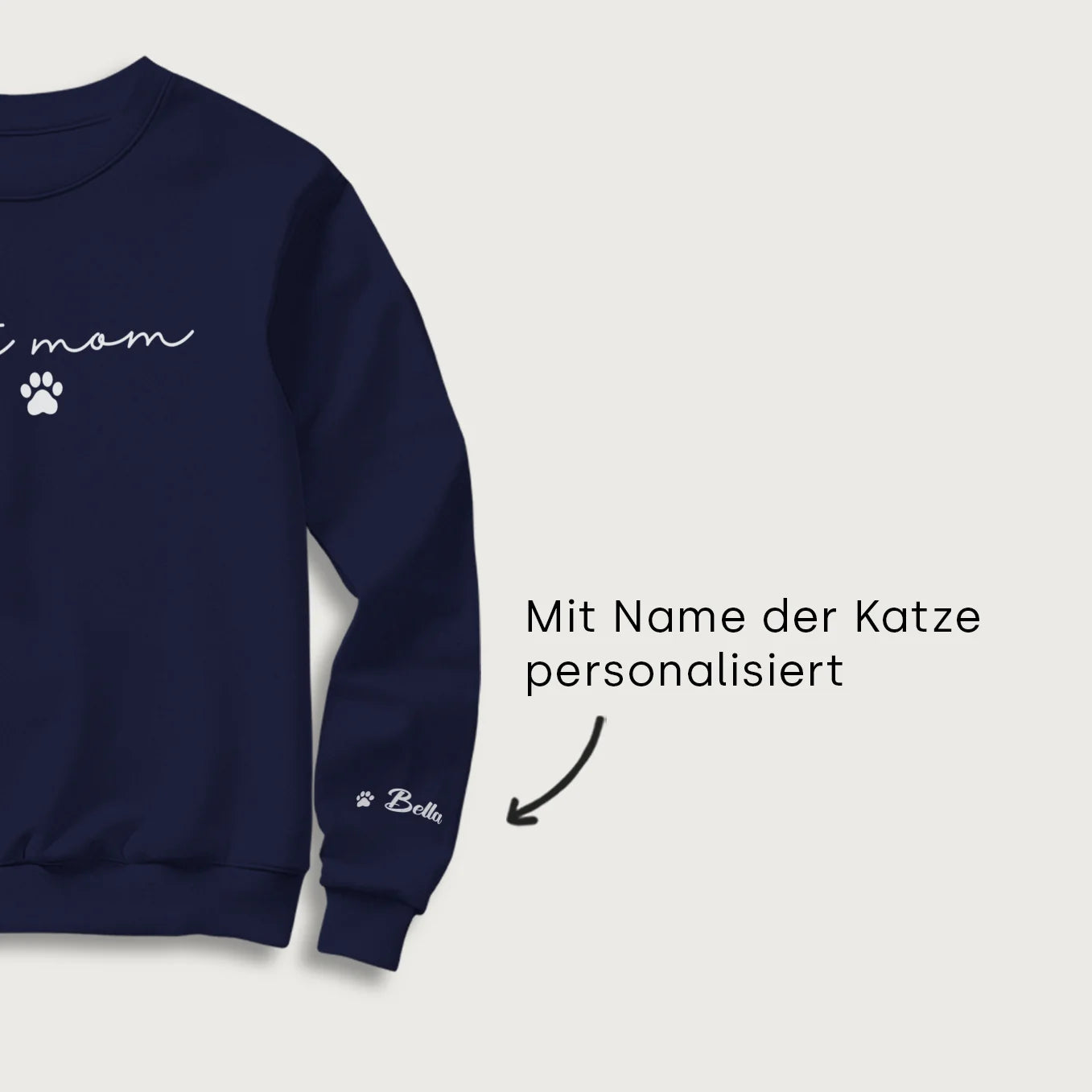 Personalisierter Sweater “Cat Mom” mit Ärmeldruck
