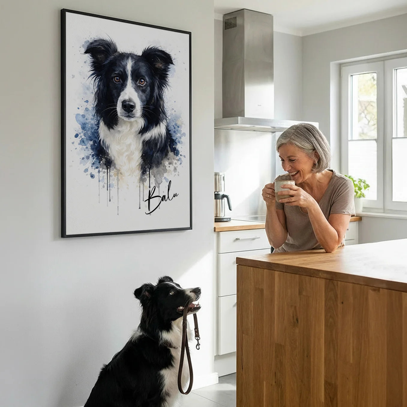 Personalisiertes Portrait Hund "Wasserfarben"