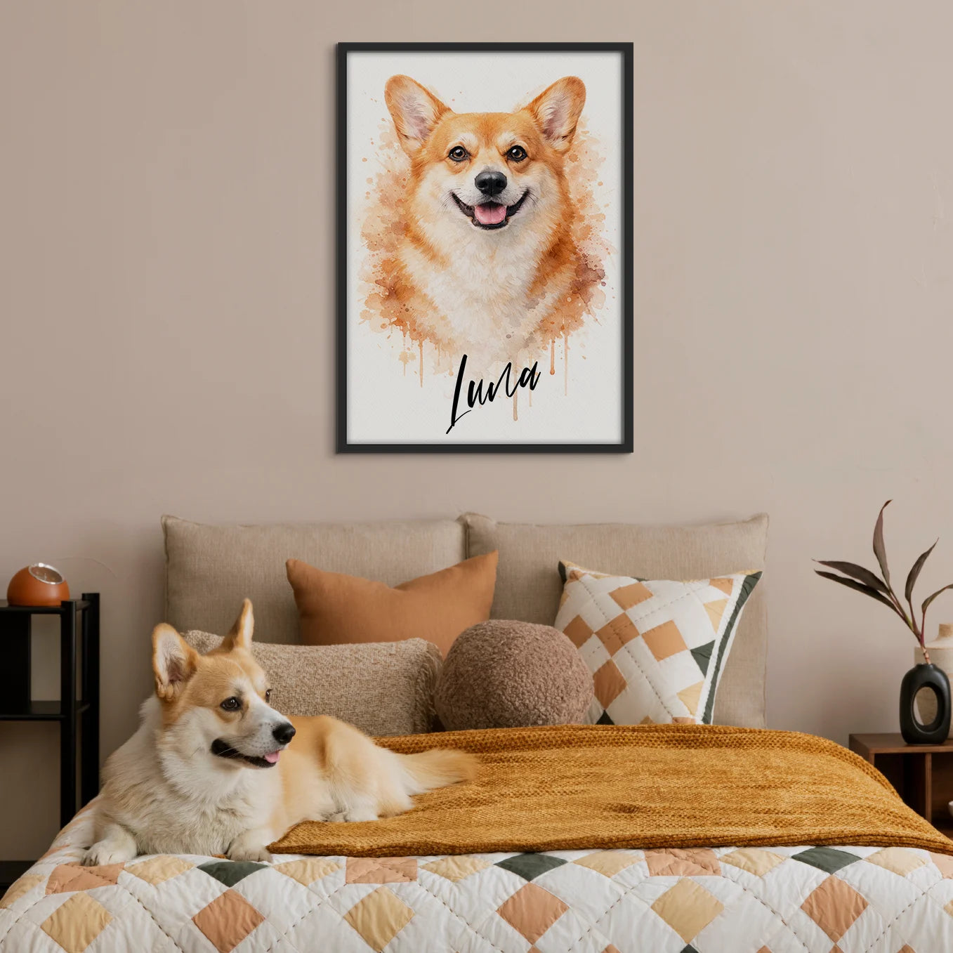 Personalisiertes Portrait Hund "Wasserfarben"