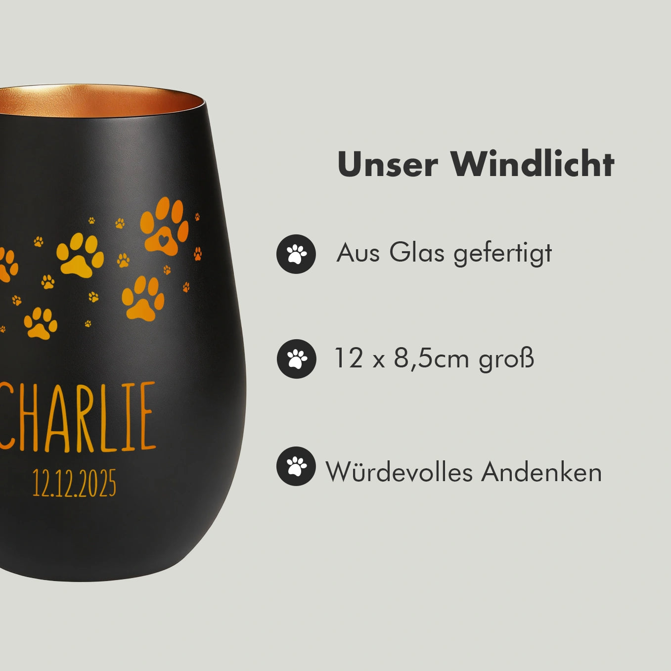 Personalisiertes Windlicht "Unvergessen"