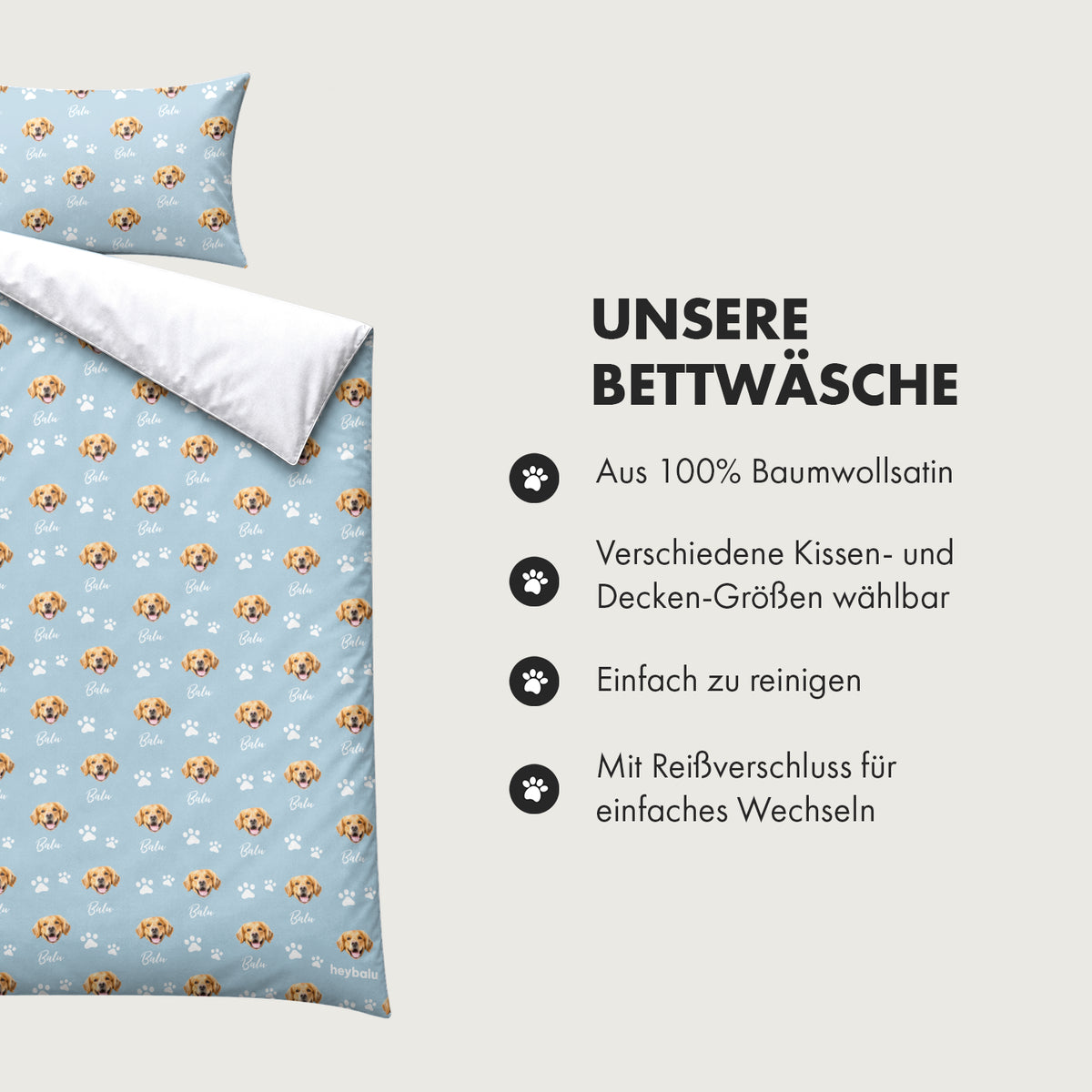 Personalisierte Bettwäsche Baumwollsatin "Foto & Name"